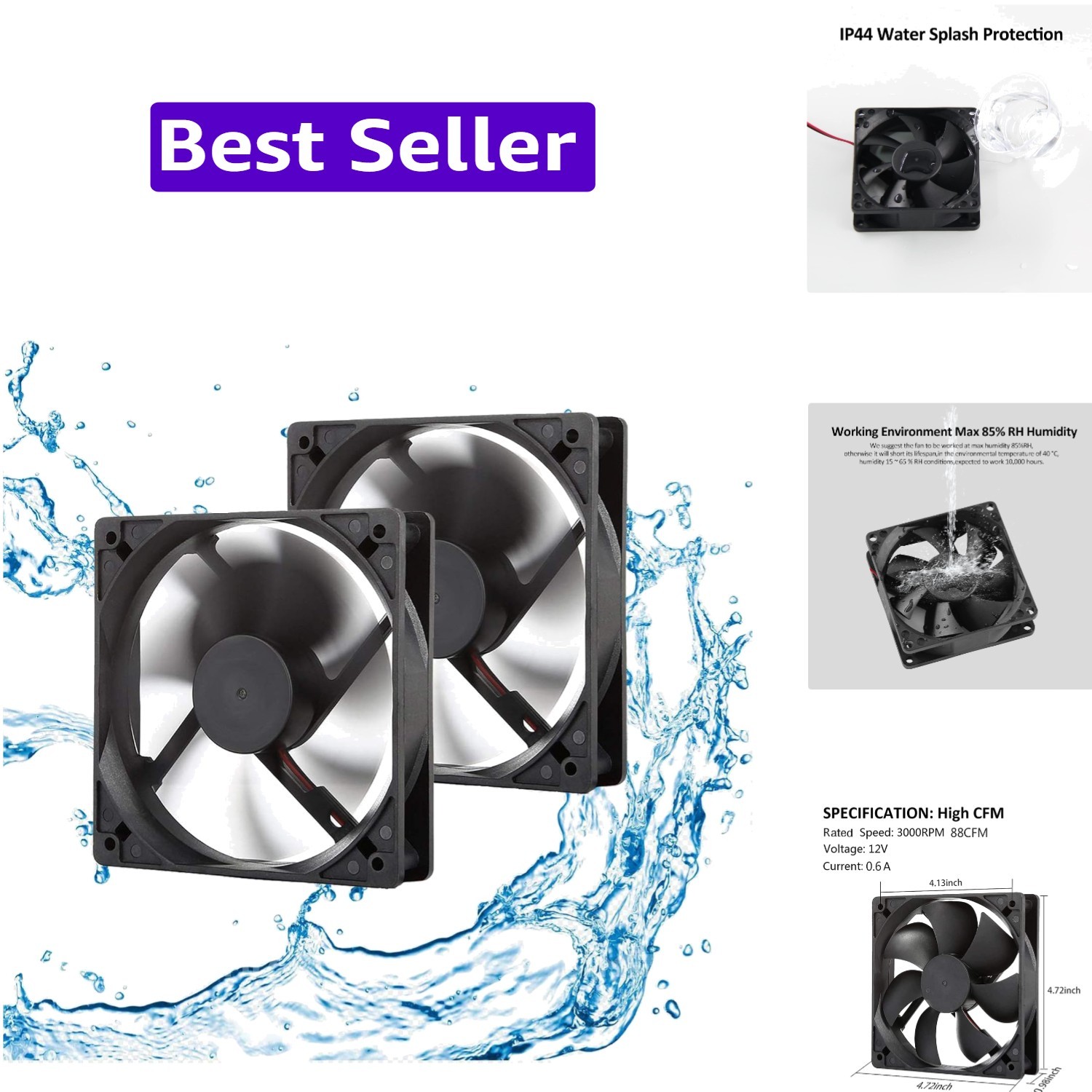 Quiet 120mm 12V Exhaust Fan with Hydraulic Bearing for RVs & Humid Environments Quiet 120mm 12V Exhaust Fan with Hydraulic Bearing for RVs & Humid Environments