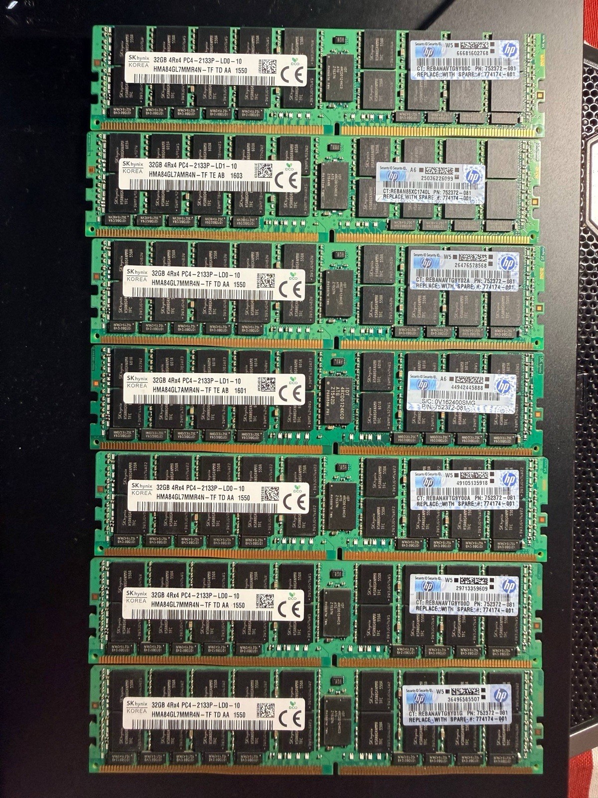 SK Hynix 32GB DDR4 PC4-2133P LRDIMM 4Rx4 ECC Server RAM HMA84GL7MMR4N 774174-001 SK Hynix 32GB DDR4 PC4-2133P LRDIMM 4Rx4 ECC Server RAM HMA84GL7MMR4N 774174-001