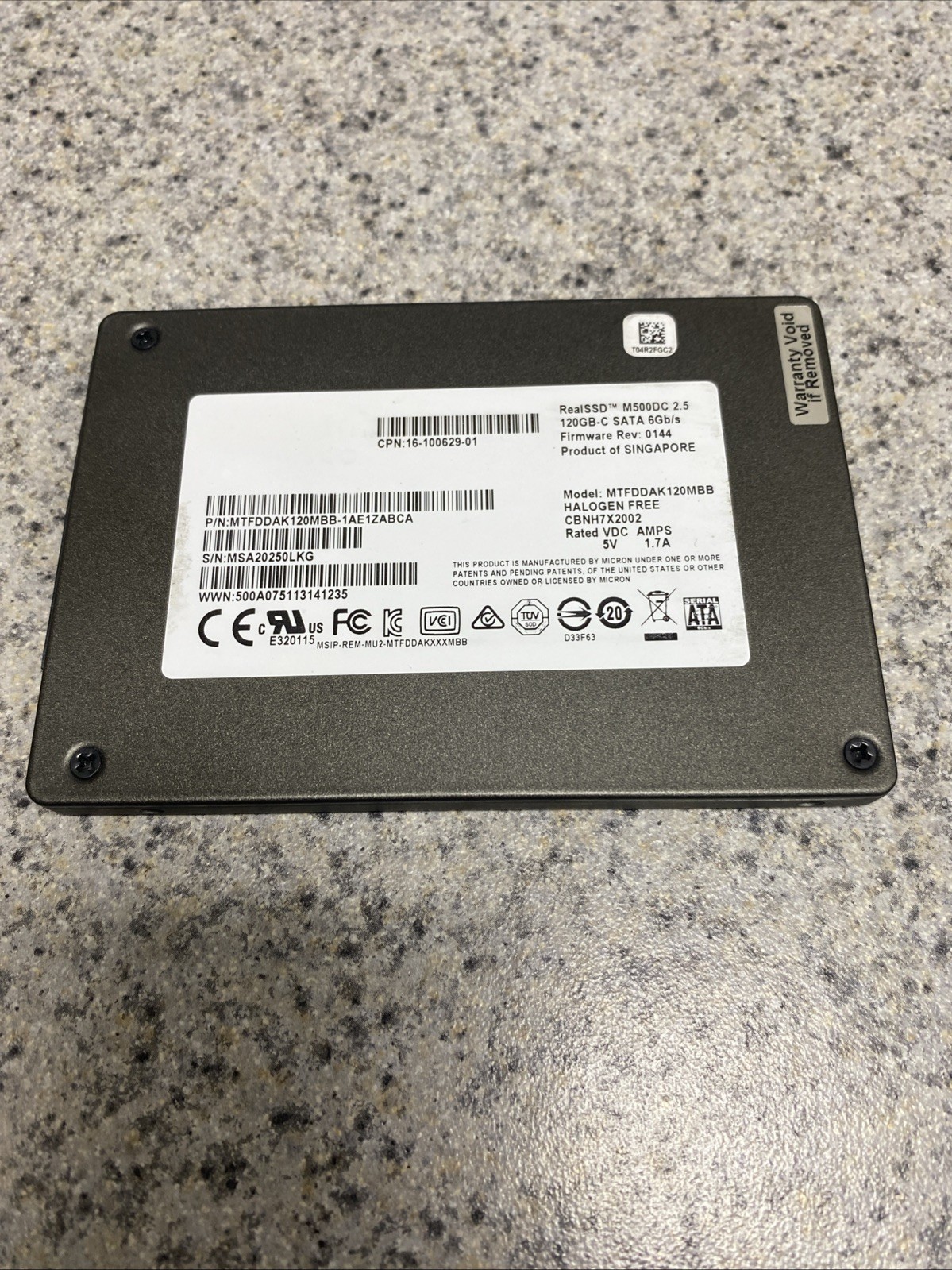 Micron RealSSD M500DC 120GB SATA 6Gb/s Enterprise SSD MTFDDAK120MBB