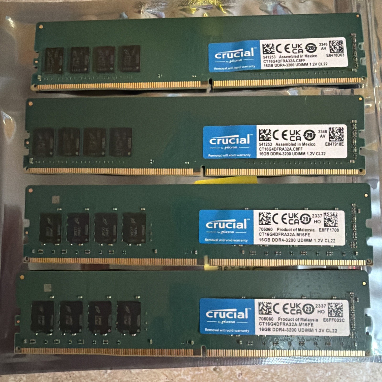 Crucial 64GB Kit (4x16GB) DDR4 3200 MHz UDIMM 1.2v CL22 Fast 
