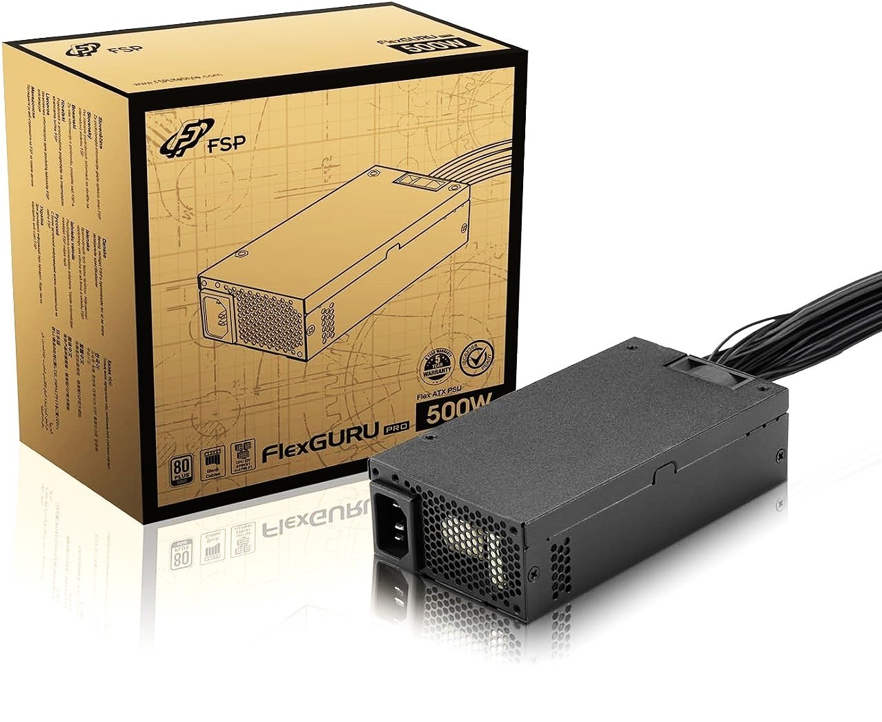 FSP FlexGURU Pro 500W Flex ATX Power Supply 80 Plus Gold Certified w/ 1U Bracket FSP FlexGURU Pro 500W Flex ATX Power Supply 80 Plus Gold Certified w/ 1U Bracket