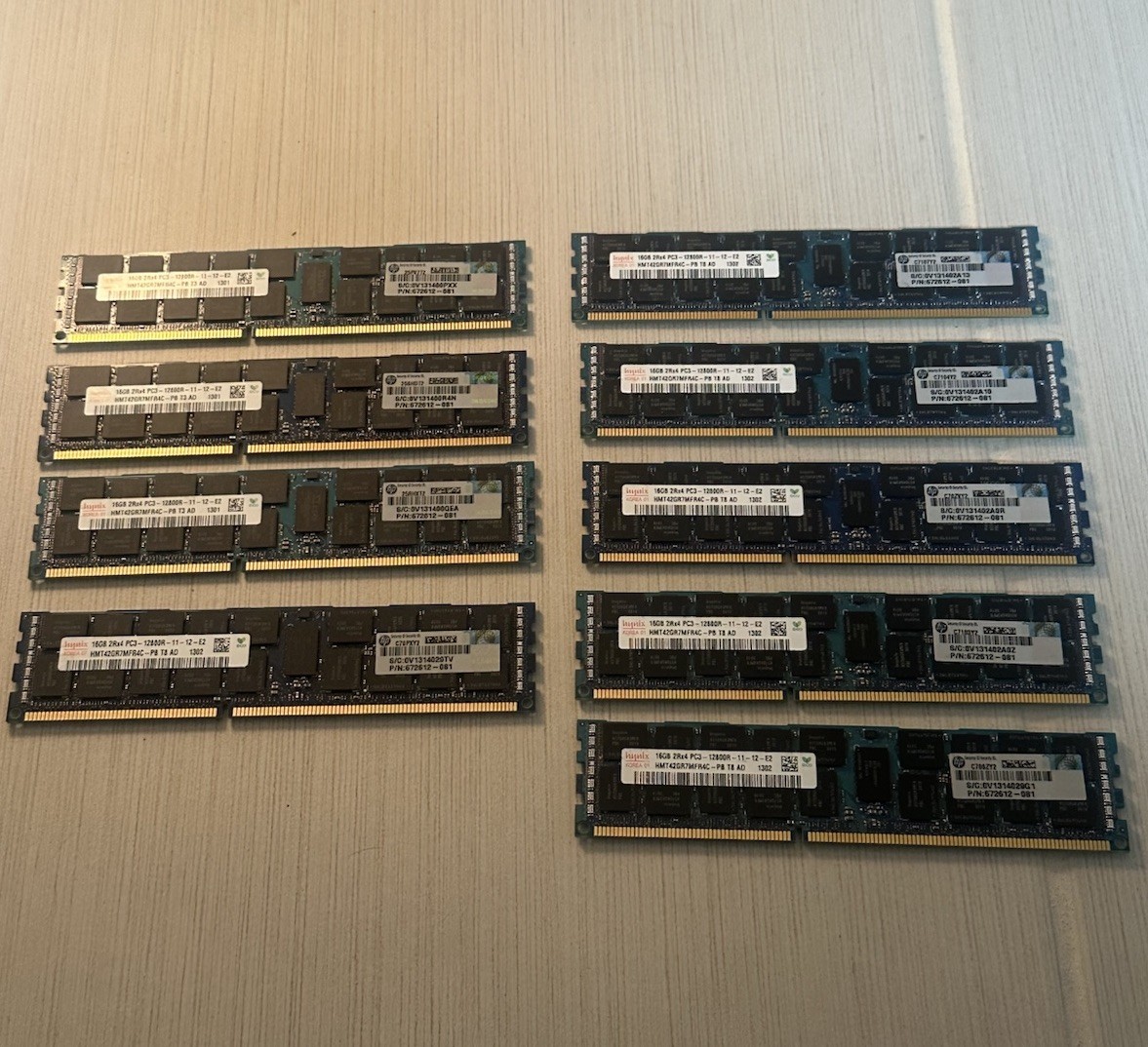 (Lot Of 9) SK HYNIX 16 GB DDR3 REG SERVER RAM PC3-12800R 2Rx4 HMT42GR7MFR4C-PB (Lot Of 9) SK HYNIX 16 GB DDR3 REG SERVER RAM PC3-12800R 2Rx4 HMT42GR7MFR4C-PB