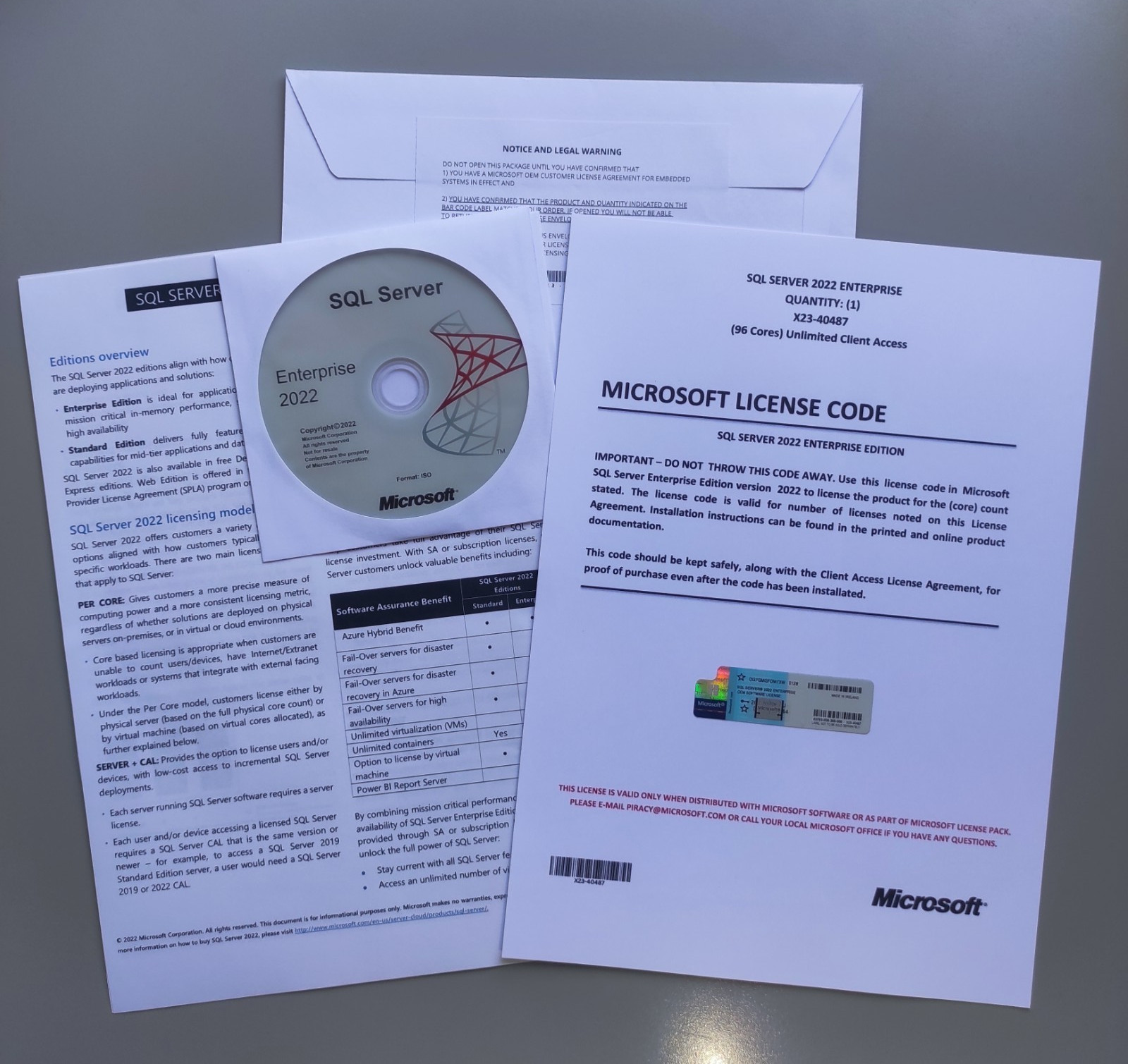 SQL Server 2022 Enterprise 96 Core License & DVD Unlimited CALs with CoA SQL Server 2022 Enterprise 96 Core License & DVD Unlimited CALs with CoA