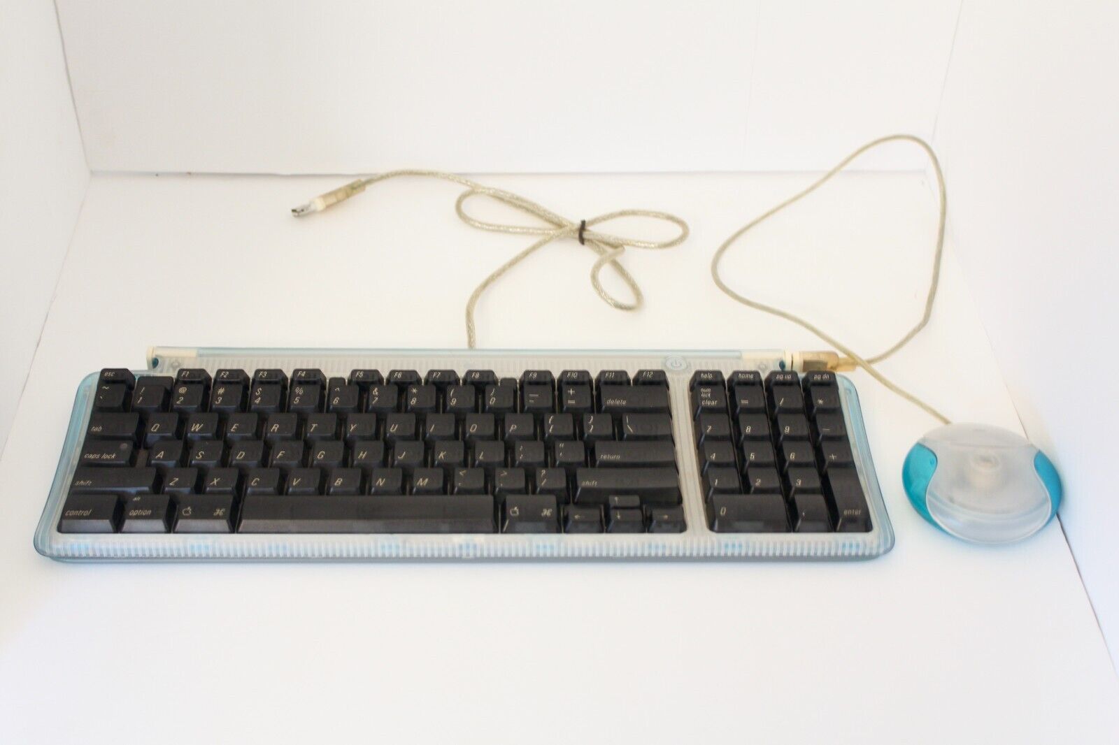 Vintage Apple Keyboard & Mouse Translucent Blue M2452/M4848 Good Condition