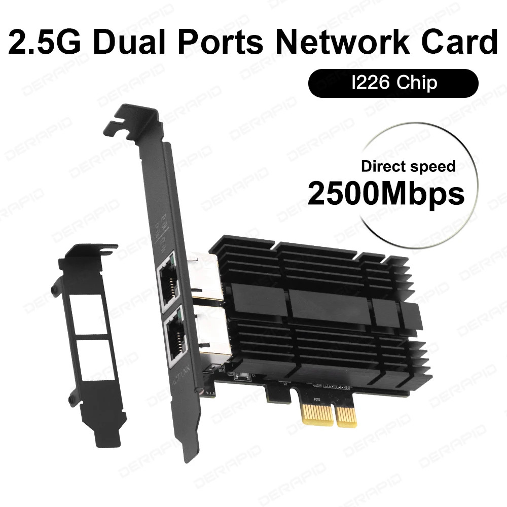 Intel I226-V Dual Port 2.5GbE PCIe Network Card RJ45 NIC for NAS Server Intel I226-V Dual Port 2.5GbE PCIe Network Card RJ45 NIC for NAS Server