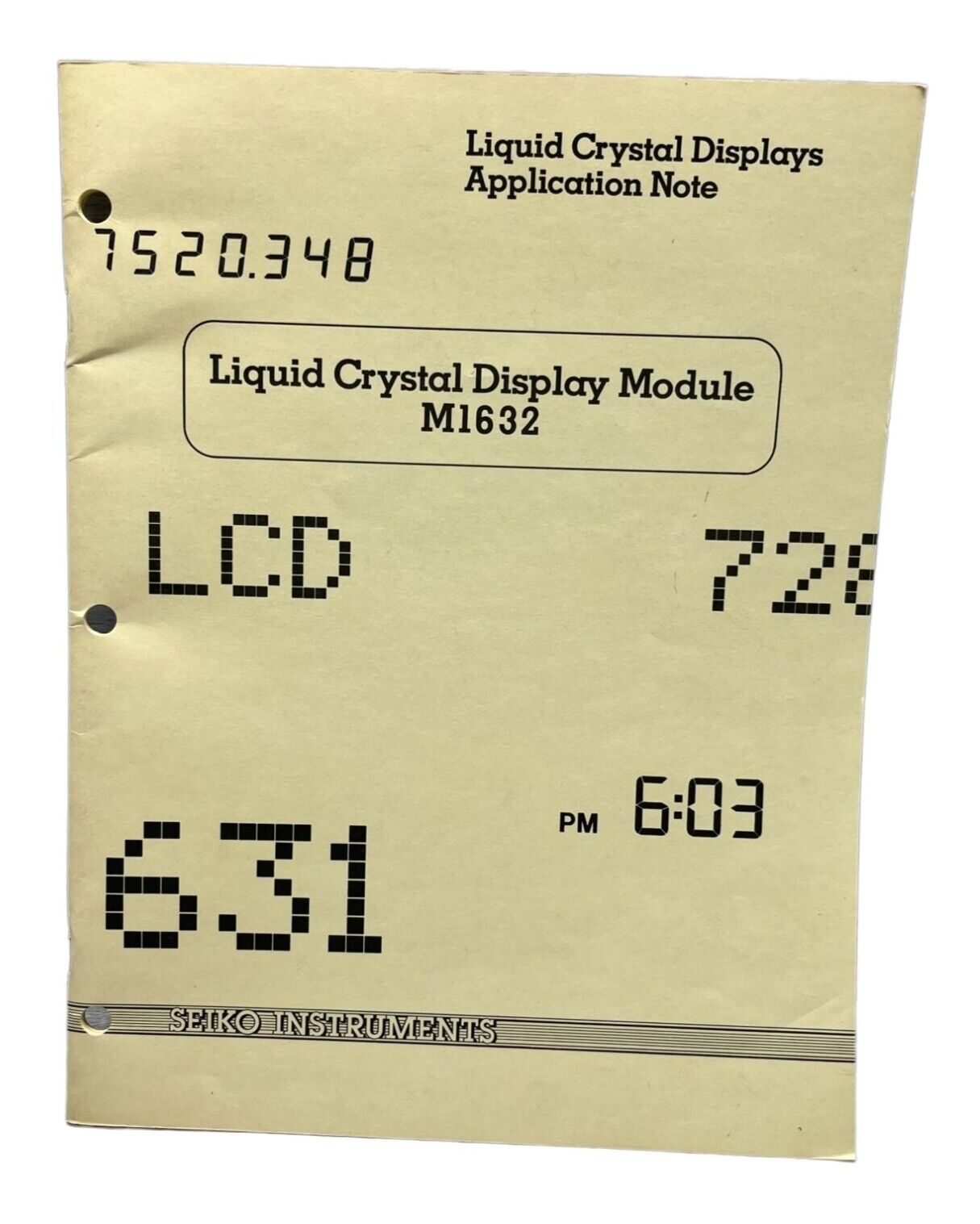 Seiko LED Liquid Crystal Displays Application Notes M1632 Vintage Manual 1987