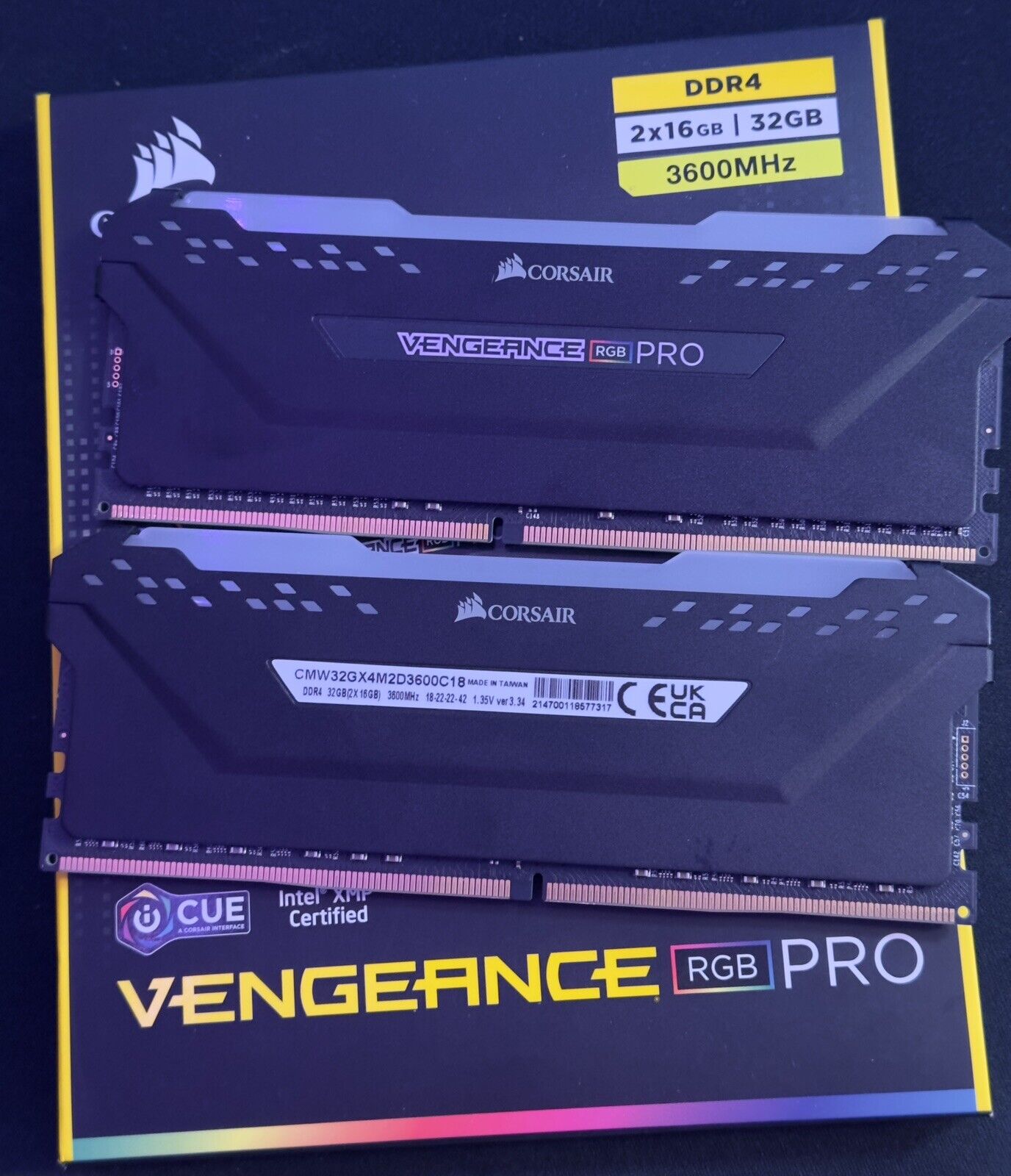 CORSAIR Vengeance RGB Pro 32GB (2 x 16GB) 288-Pin PC RAM DDR4 3600 (PC4 28800)