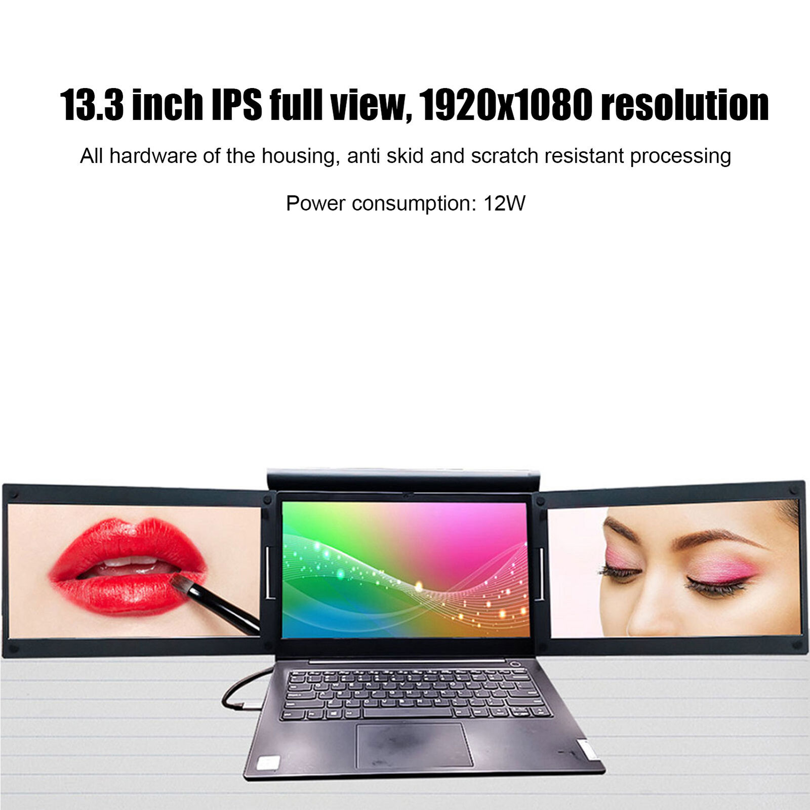 13.3 inch Laptop Dual Screen Extender 1080P IPS HDR Folding Portable Monitor