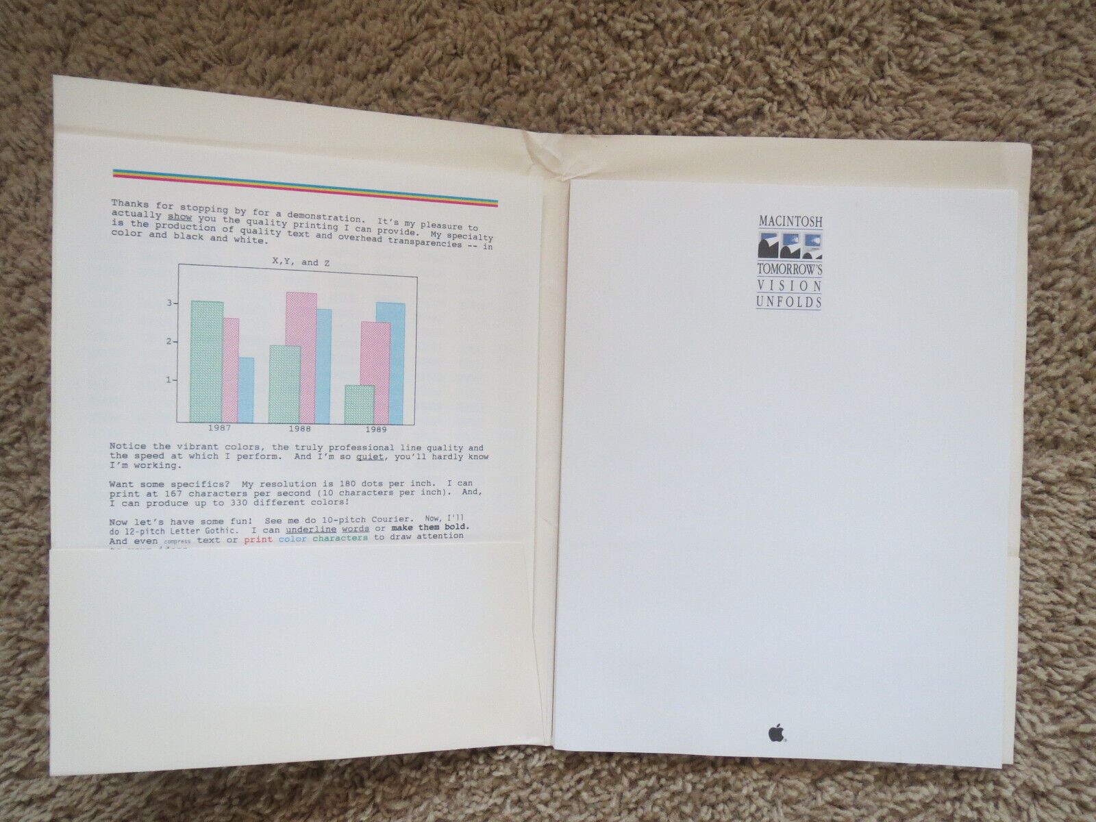 Vintage Apple Computer Paper Notepad Macintosh 80s 90s Promotional Folder