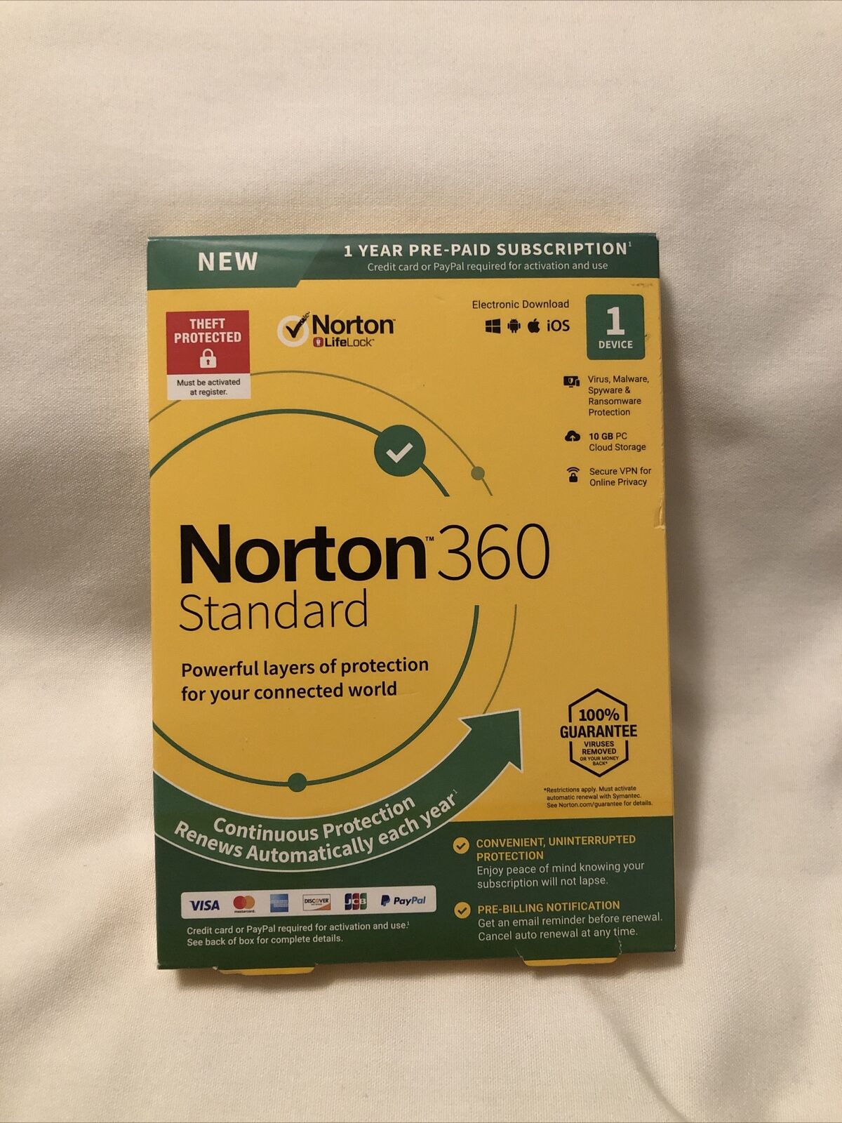 Norton 360 Standard- 1 Year- 1 Device- US Canada -Real-time Threat Protection