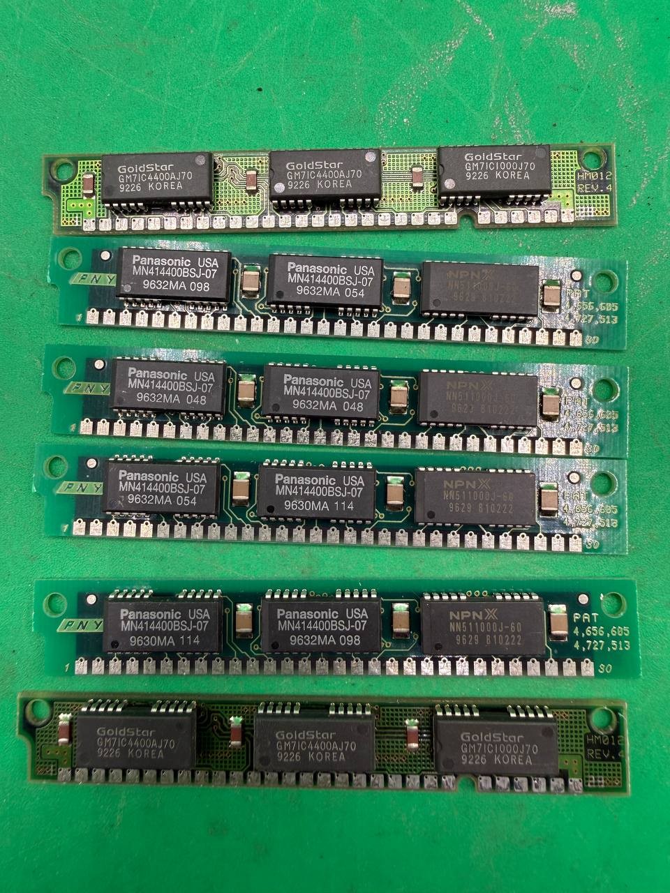 Lot of 6 Vintage RAM Memory Modules PNY Panasonic GoldStar Seiki EN Lot of 6 Vintage RAM Memory Modules PNY Panasonic GoldStar Seiki EN