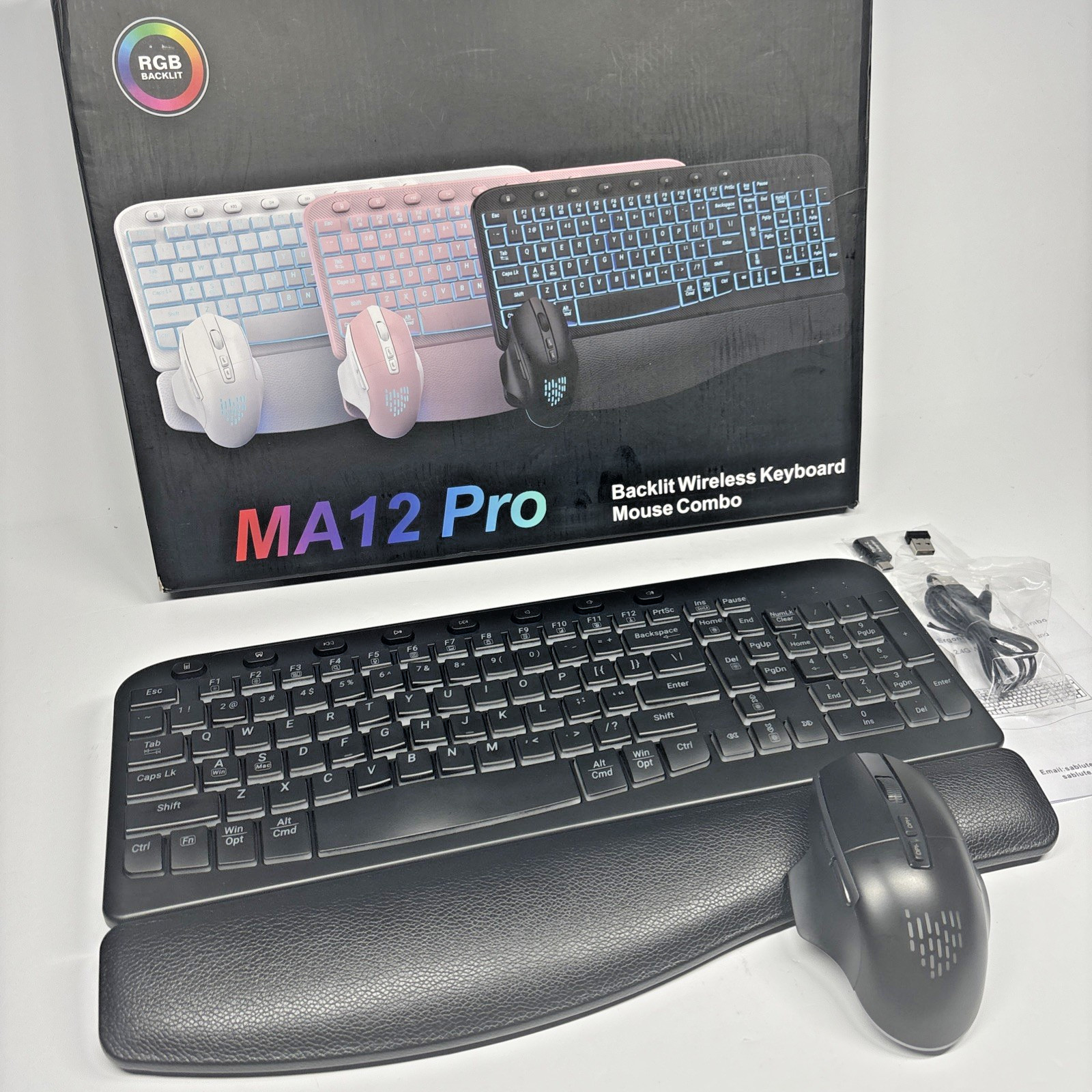SABLUTE Ergonomic Wireless Keyboard and Mouse Combo - Wave Keyboard MA 12 PRO SABLUTE Ergonomic Wireless Keyboard and Mouse Combo - Wave Keyboard MA 12 PRO