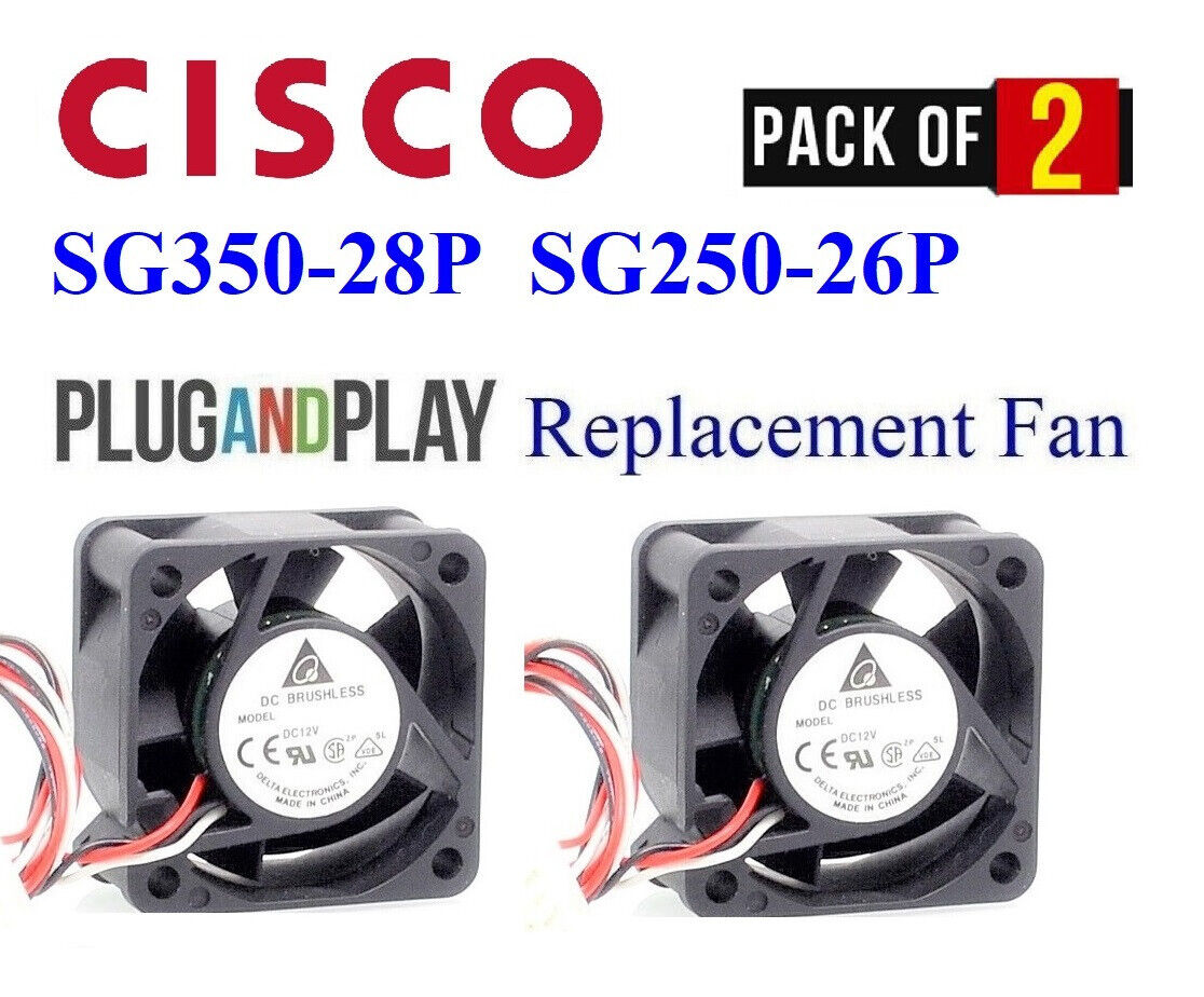 2x *Quiet* Plug-and-Play Replacement Fans for Cisco SG350-28P SG250-26P
