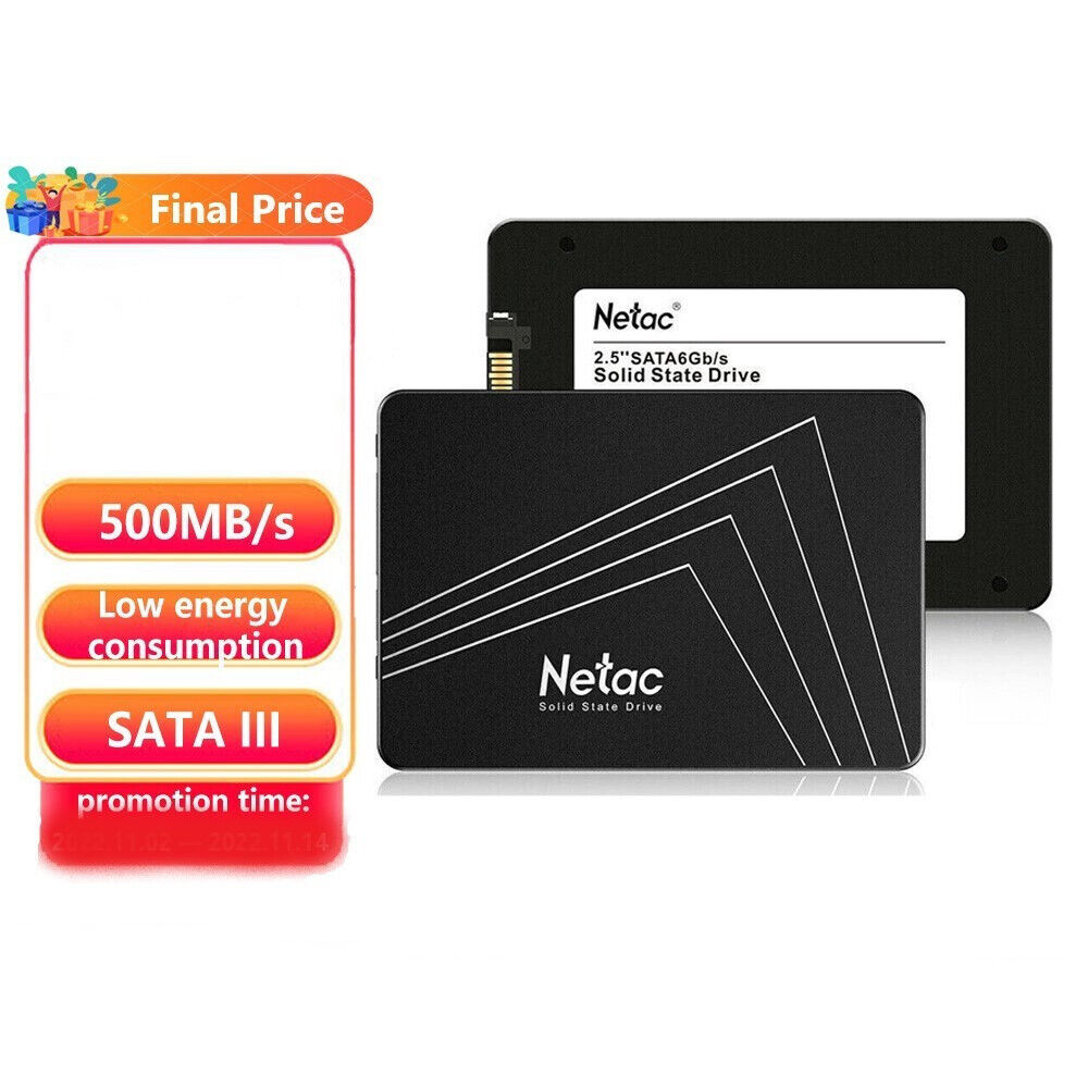 Netac 512GB SSD 2.5'' SATA III 6 Gb/s Internal Solid State Drive 500MB/s PC/MAC