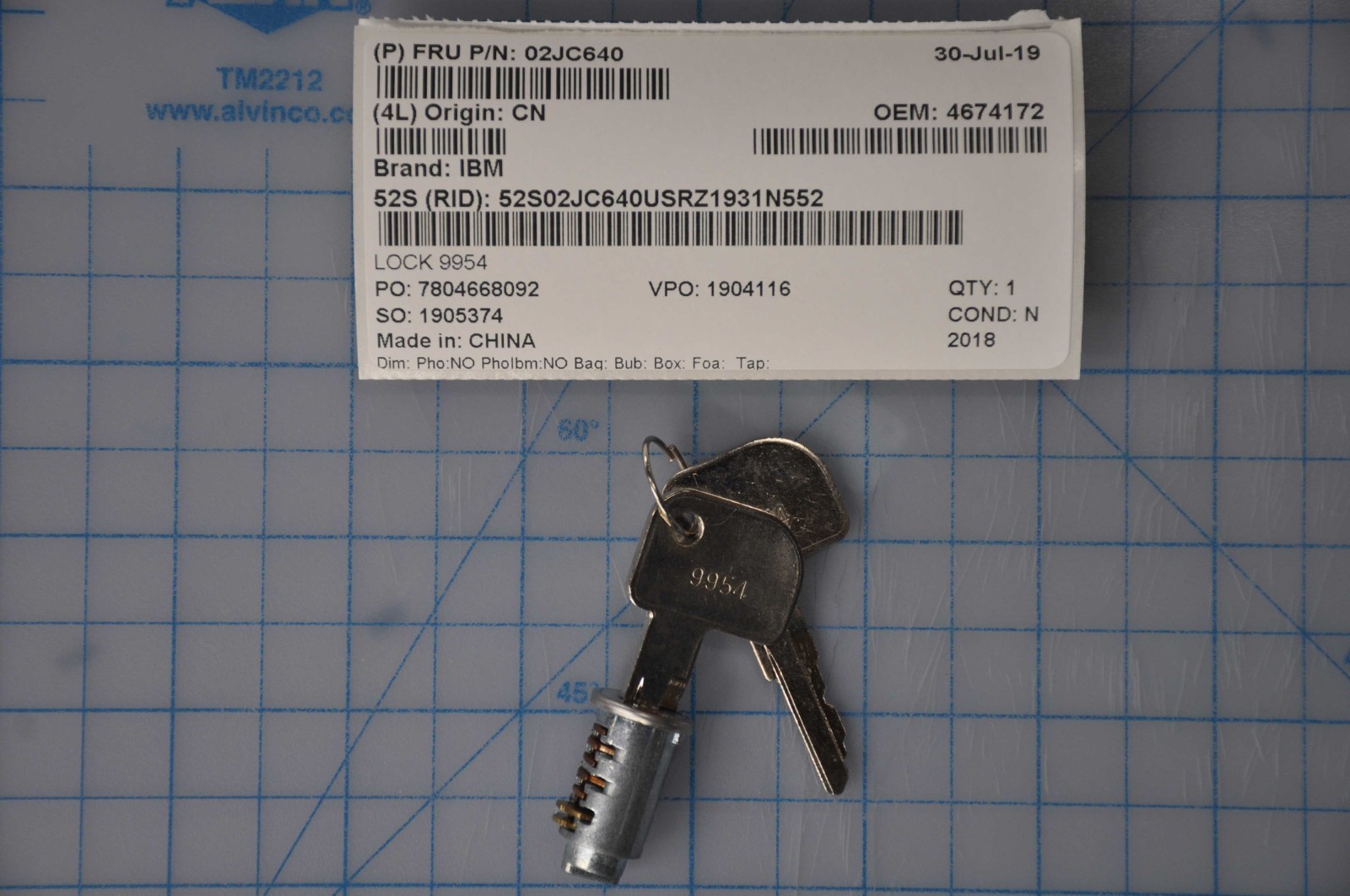 NEW IBM LOCK 9954 4674172 NEW IBM LOCK 9954 4674172