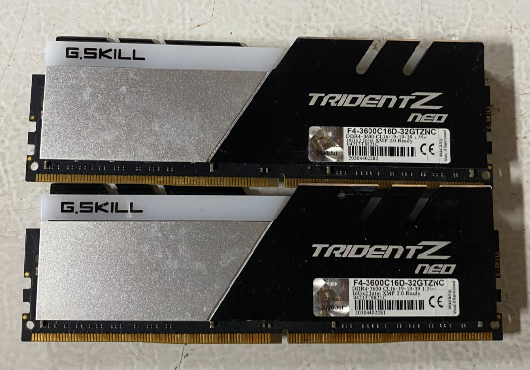 G.SKILL TridentZ Neo 32GB (2x16GB) DDR4-3600 F4-3600C16D-32GTZNC CHECK CONDITION G.SKILL TridentZ Neo 32GB (2x16GB) DDR4-3600 F4-3600C16D-32GTZNC CHECK CONDITION