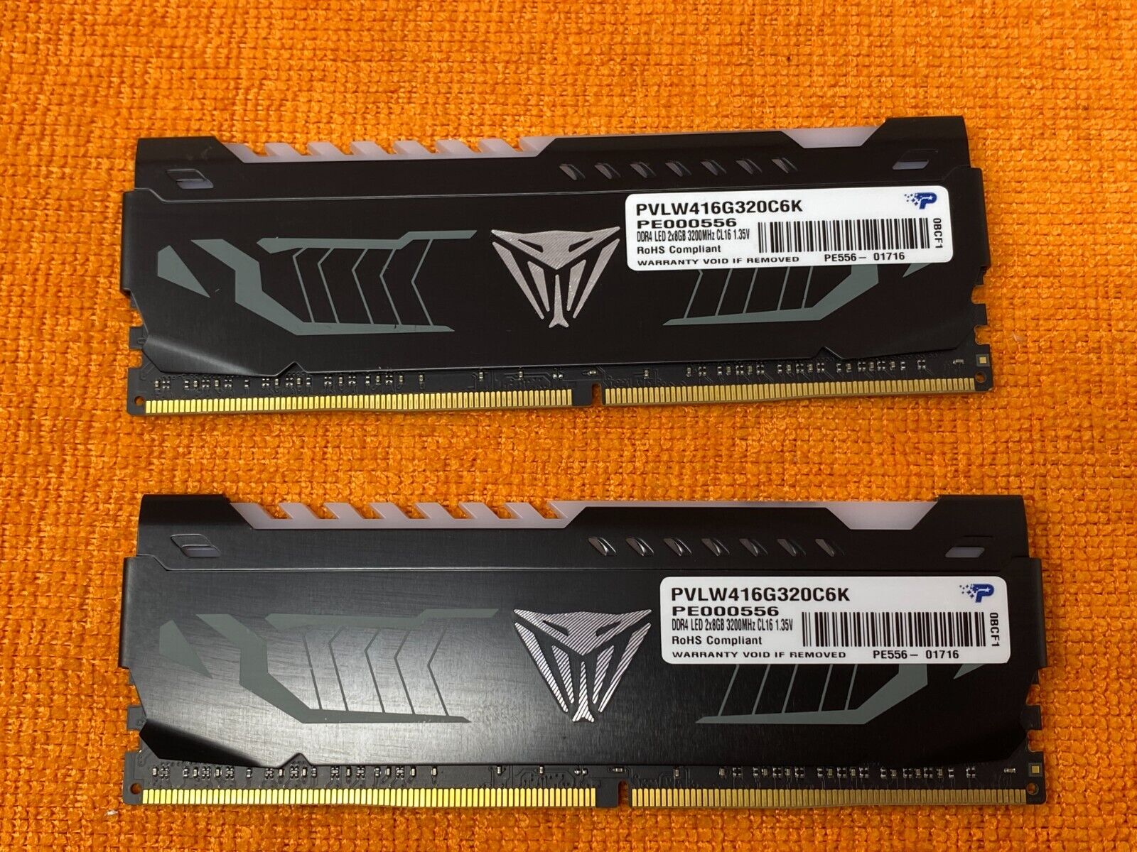 16GB (2x8GB) PATRIOT VIPER WHITE LED DDR4 3200MHz CL16 XMP INTEL AMD RYZEN