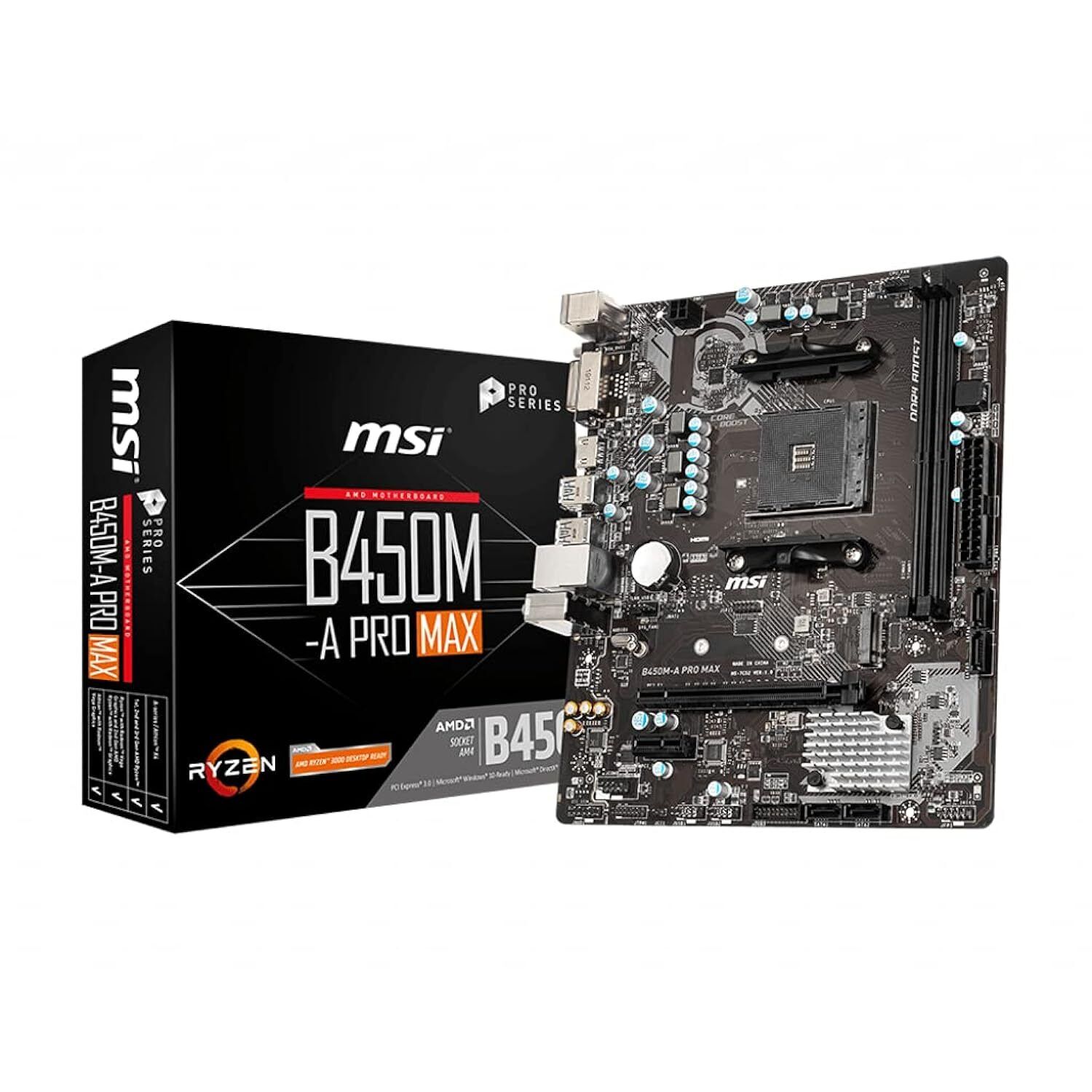 MSI B450M-A PRO MAX ProSeries Motherboard (ATX, 2ND and 3rd Gen, AM4, M.2, USB