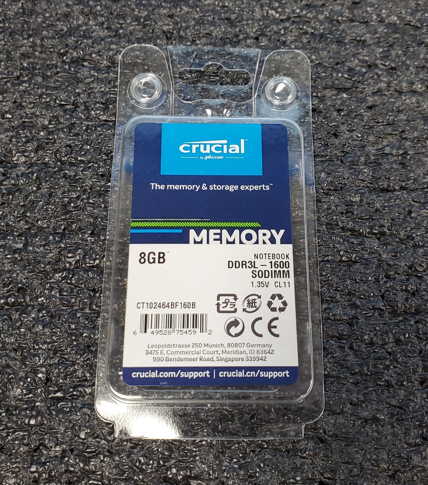 NEW Crucial 8GB DDR3L-1600 SODIMM DDR3 Low Volt Laptop RAM CT102464BF160B.C16FPD NEW Crucial 8GB DDR3L-1600 SODIMM DDR3 Low Volt Laptop RAM CT102464BF160B.C16FPD