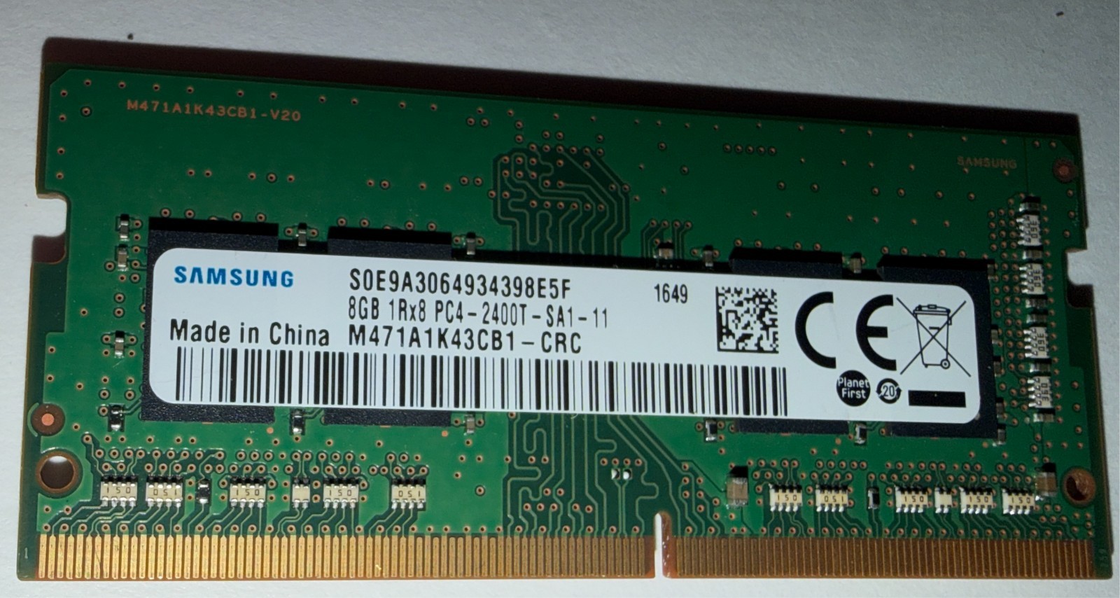 Samsung 8GB (1x8GB) 2400MHz 260-pin SODIMM DDR4 RAM Memory (M471A1K43CB1-CRC) Samsung 8GB (1x8GB) 2400MHz 260-pin SODIMM DDR4 RAM Memory (M471A1K43CB1-CRC)