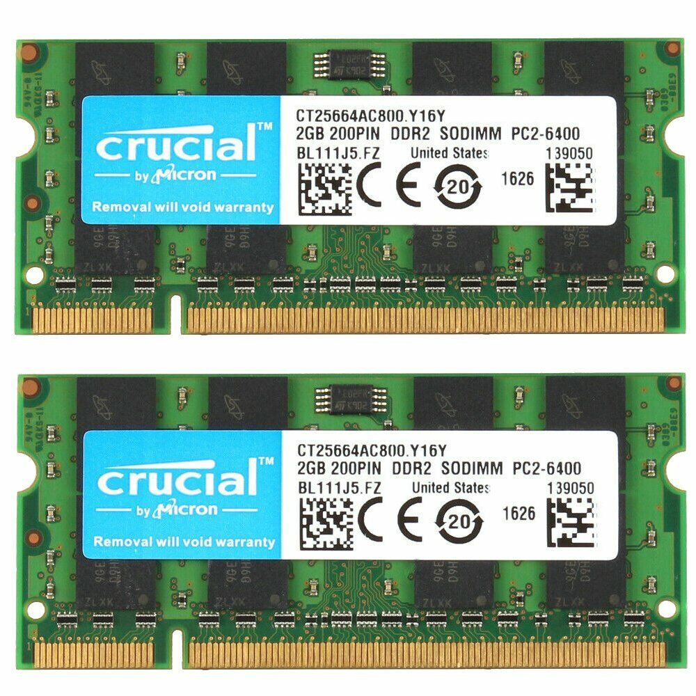 4GB 2x 2GB Kit Dell Latitude E4200 E5400 E5500 E6400 XFR D630 XT XT2 DDR2 Memory