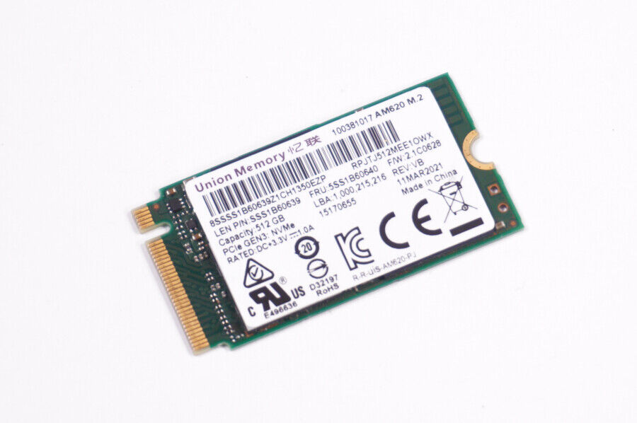 5SS1B60640 Lenovo 512GB NVMe PCIe Gen 3x4 M.2 2242 SSD Drive 82H8 IDEAPAD 3-1...
