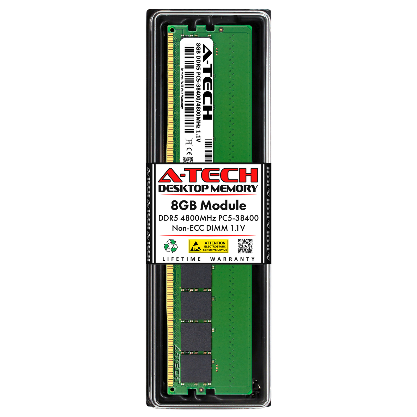 A-Tech 8GB DDR5 4800 MHz PC5-38400 Desktop 288-Pin DIMM Non-ECC Memory RAM 1x 8G A-Tech 8GB DDR5 4800 MHz PC5-38400 Desktop 288-Pin DIMM Non-ECC Memory RAM 1x 8G