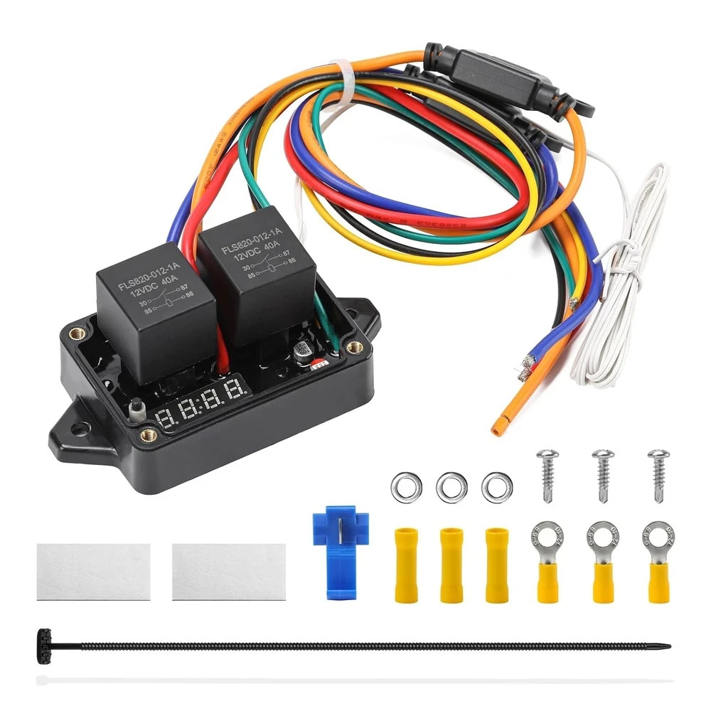 12V 24V Electric Fan Controller Kit 30A Digital Radiator Fan Switch Adjustable