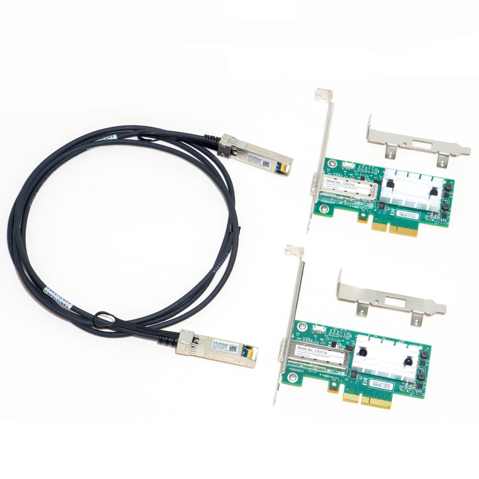 2PC Mellanox MCX311A-XCAT CX311A ConnectX-3 EN Network Card 10GbE + 1M cable SFP