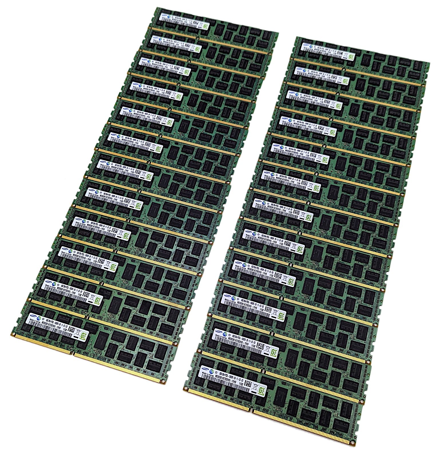 Lot of 24 Samsung 8GB 2Rx4 PC3L-10600R DDR3 1333MHz Server RAM M393B1K70DH0-YH9