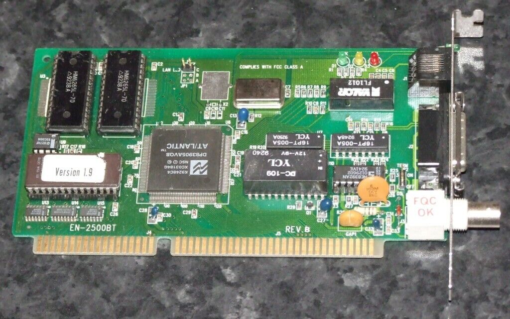 EN-2500BT network card NIC 16-bit ISA with BNC, AUI & RJ45 connections