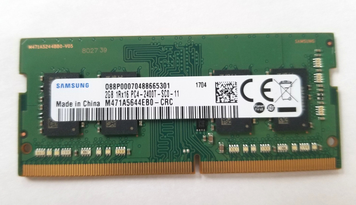 Samsung 2GB PC4-2400T 2400mhz DDR4 Sodimm Laptop Ram Memory M471A5644EB0-CRC Samsung 2GB PC4-2400T 2400mhz DDR4 Sodimm Laptop Ram Memory M471A5644EB0-CRC