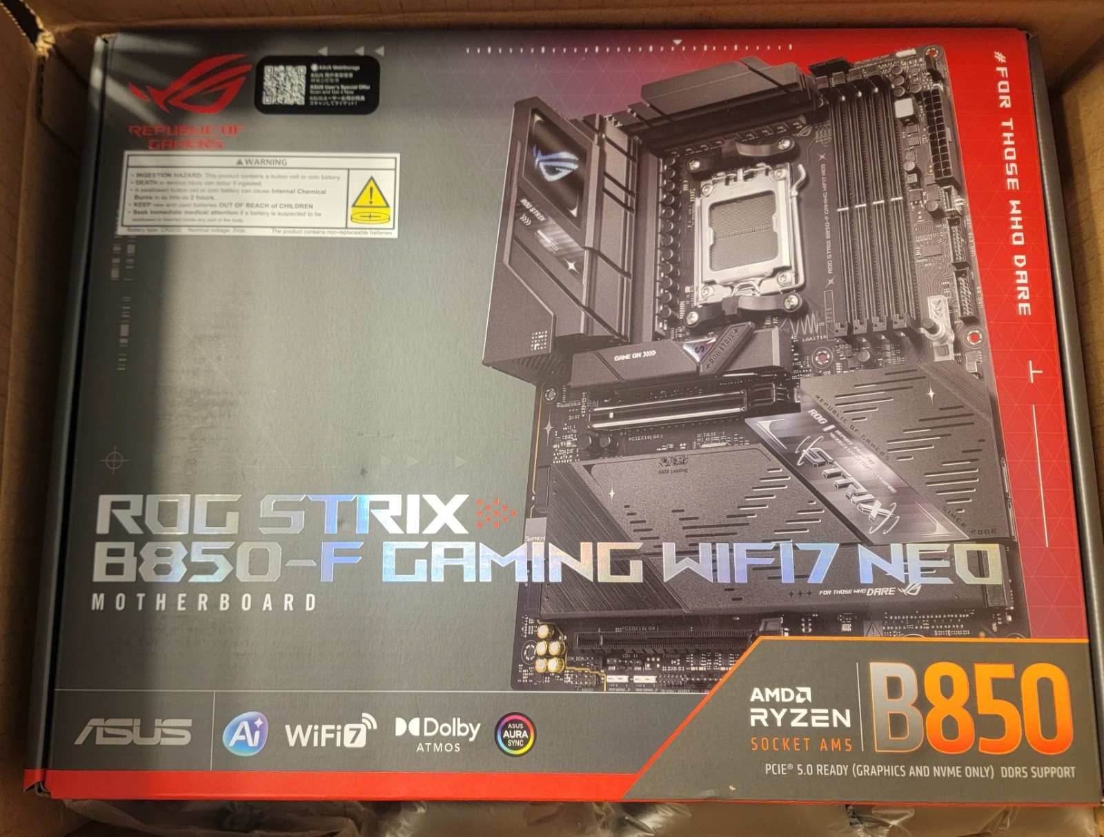 ASUS - ROG STRIX B850-F GAMING WIFI7 NEO (Socket AM5) AMD B850 ATX DDR5 Wi-Fi...