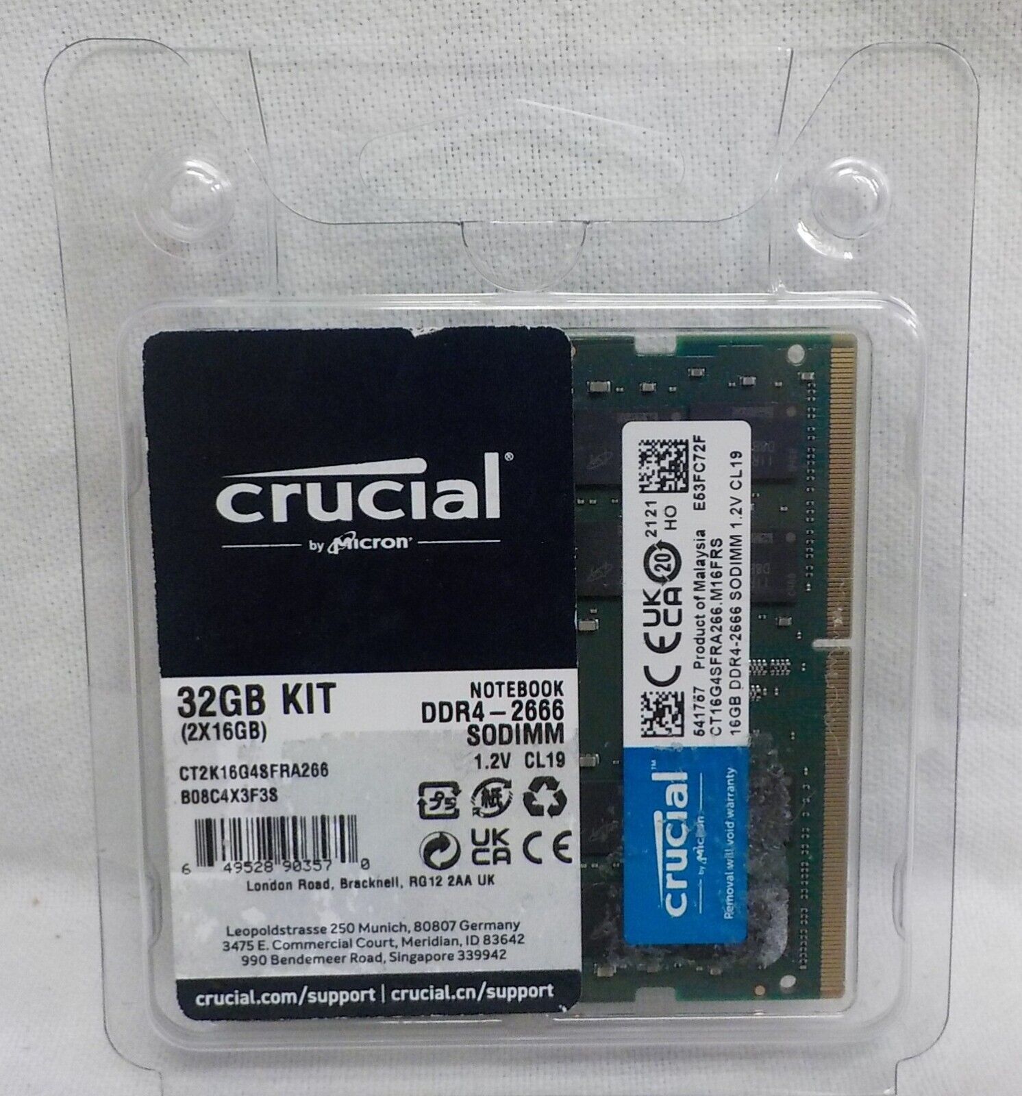 Crucial 32GB Kit DDR4-2666 Sodimm Memory for Laptop (16GB X 2) CT2K16G4SFRA266