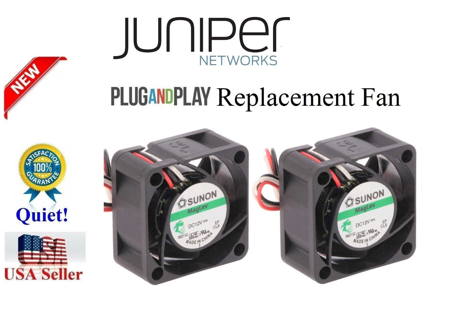 2x Quiet version (27.5dBA ) Replacement Fans for Juniper Networks EX3300-48T-BF