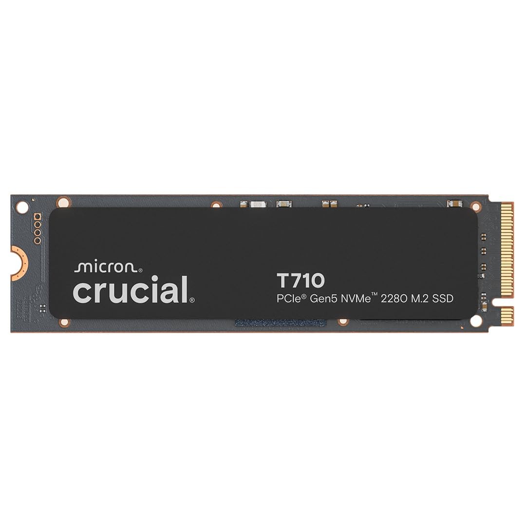 Crucial T710 PCIe Gen5 NVMe 1TB SSD, Up to 14,900 MB/s, Laptop & 1TB, Black Crucial T710 PCIe Gen5 NVMe 1TB SSD, Up to 14,900 MB/s, Laptop & 1TB, Black