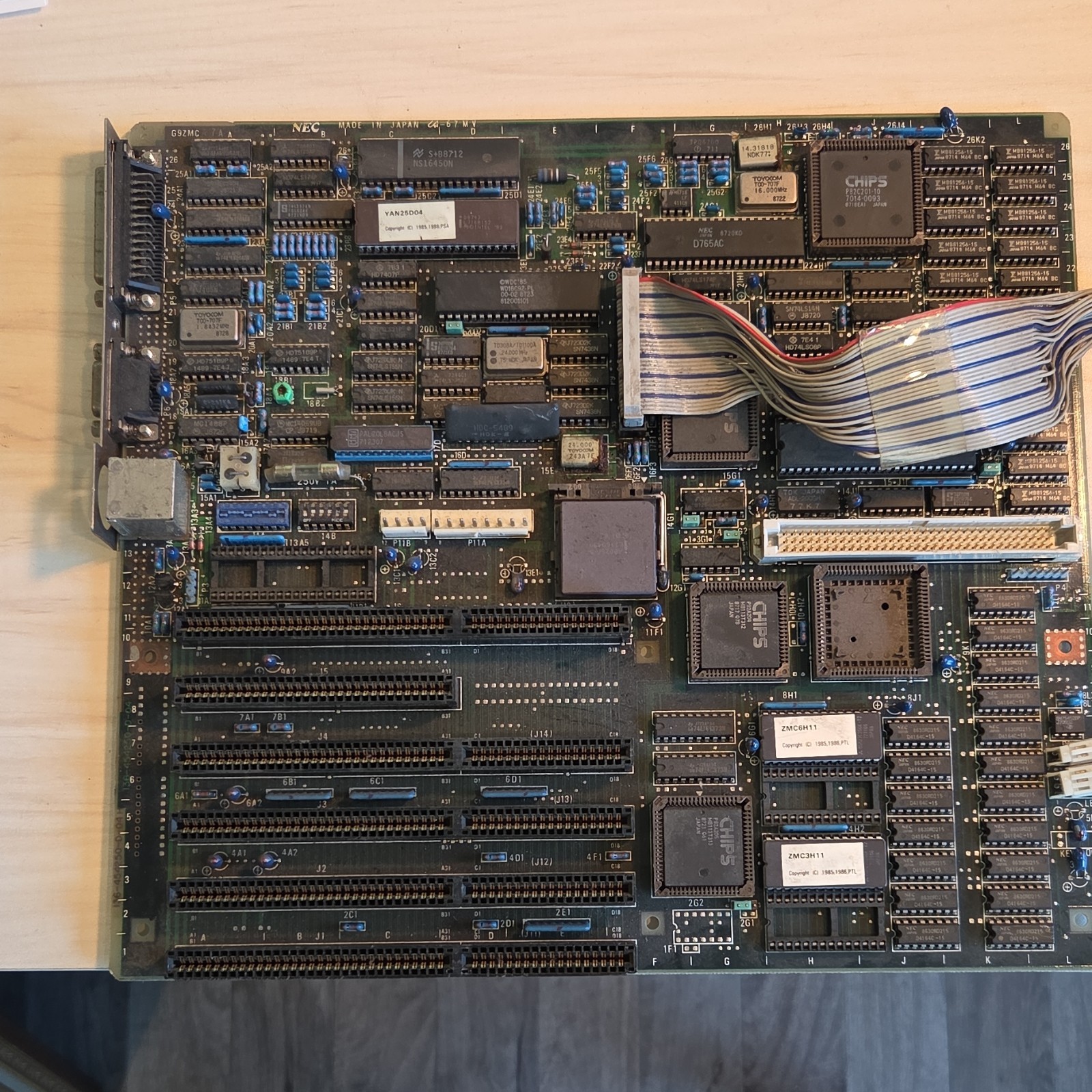 Vintage NEC Industrial ISA Backplane Motherboard PCB w/ Chips & ROMs. Vintage NEC Industrial ISA Backplane Motherboard PCB w/ Chips & ROMs.