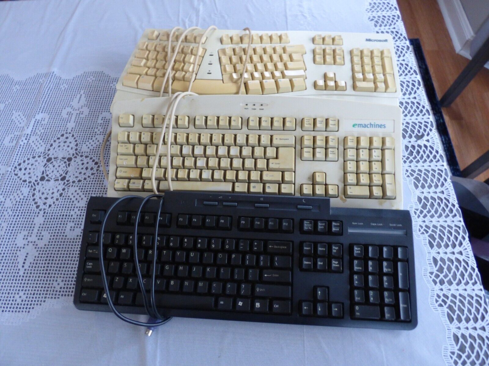 Keyboards 3 vintage lot as is condition e-Machine Microsoft Sony