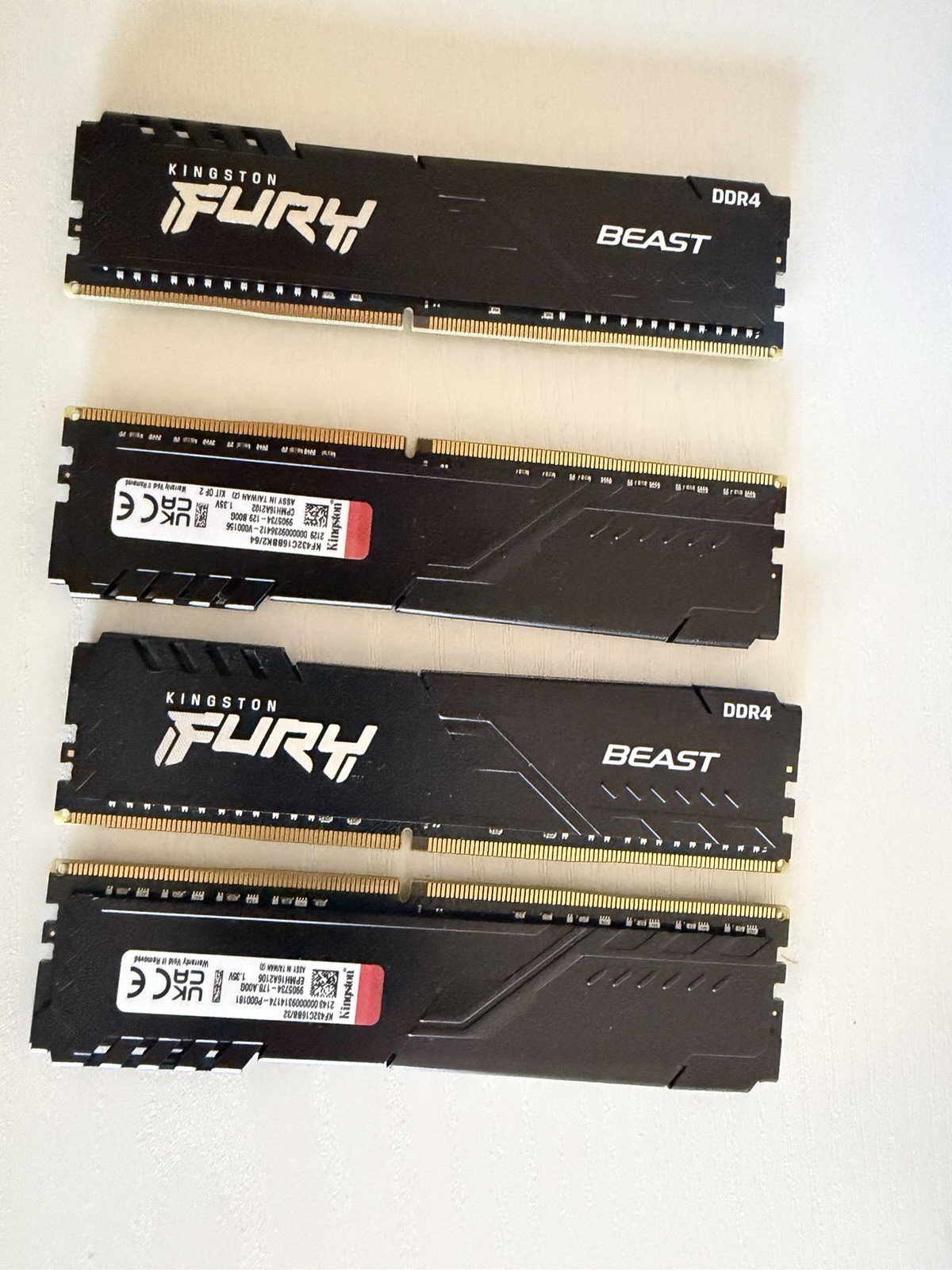 Set of 4 Kingston FURY Beast RGB 128GB (4x32GB )3200MT/s CL16 DDR4 Desktop RAM Set of 4 Kingston FURY Beast RGB 128GB (4x32GB )3200MT/s CL16 DDR4 Desktop RAM