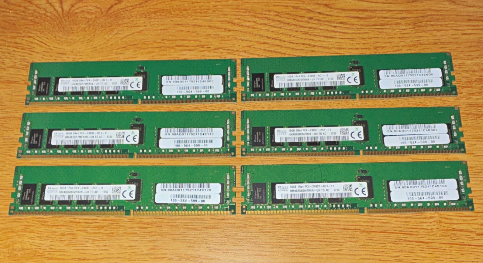 SK hynix 96GB (6x16GB) DDR4 PC4-2400T RDIMM HMA82GR7MFR4N-UH Matching Set SK hynix 96GB (6x16GB) DDR4 PC4-2400T RDIMM HMA82GR7MFR4N-UH Matching Set