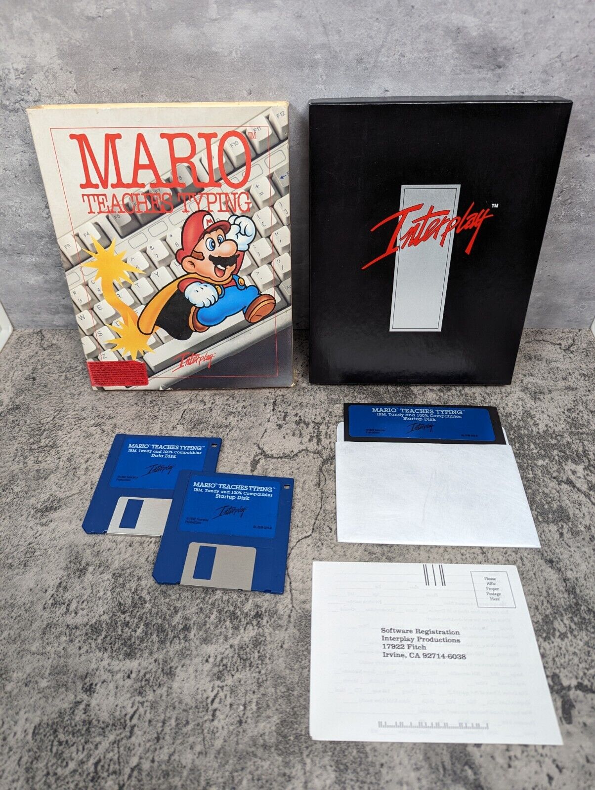 Vintage Mario Teaches Typing Big Box PC Software 5.25 & 3.5 Disk IBM Tandy 1992