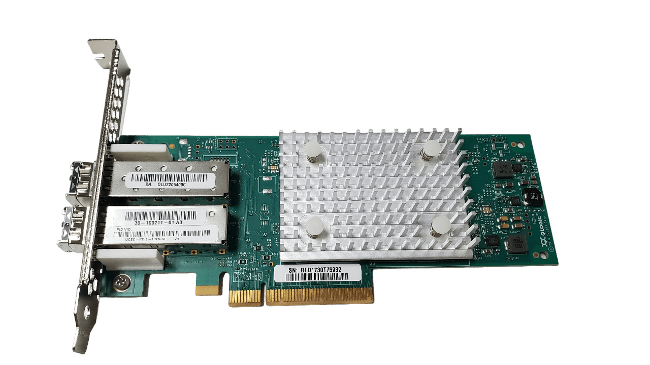 Cisco QLE2692-CSC Dual Port 16Gb HBA UCSC-PCIE-QD16GF FH Bracket w/ SFPs