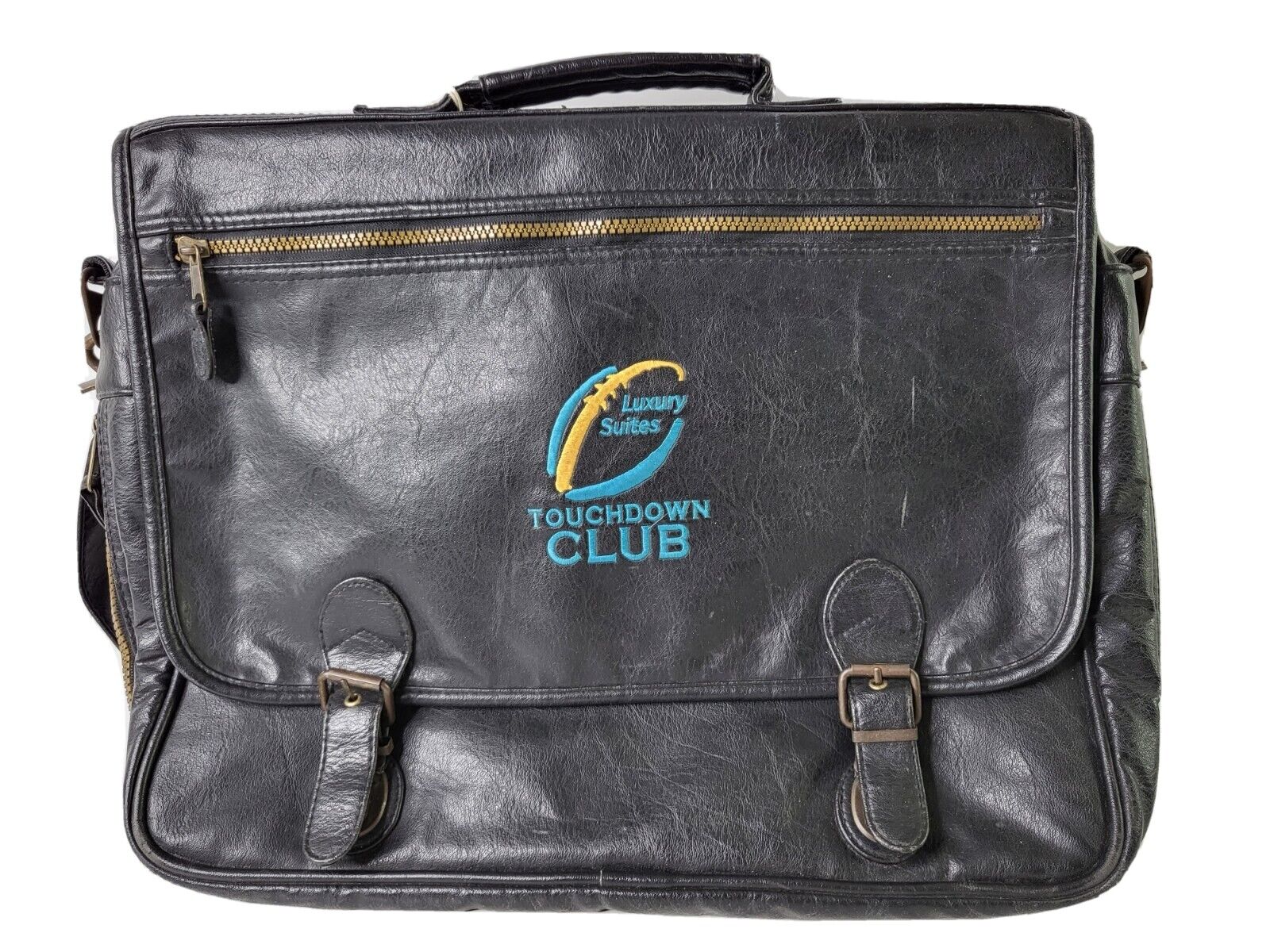 Vintage Touchdown Club Luxury Suites 100% Leather Briefcase Black Bag