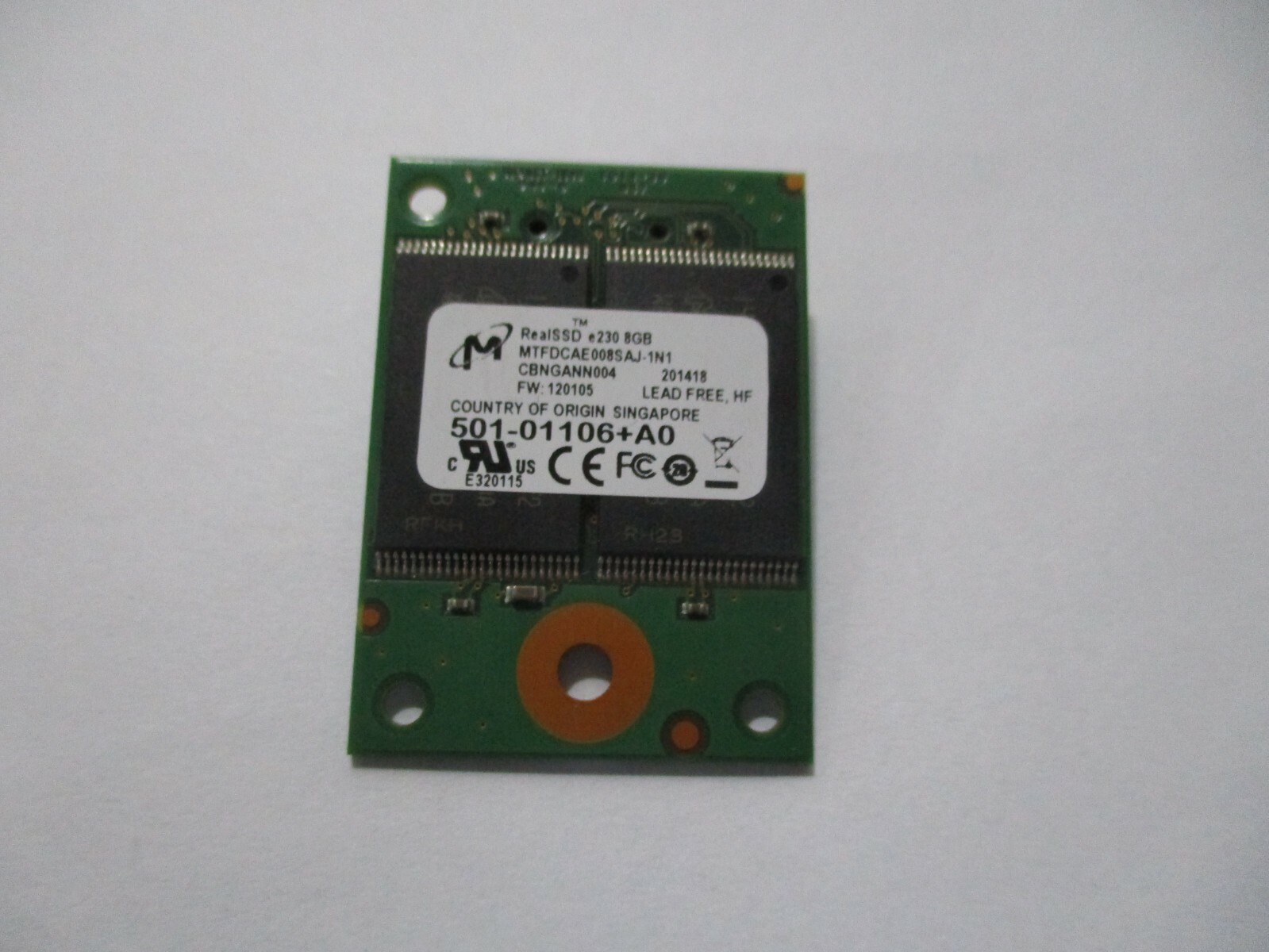 NetApp Micron RealSSD e230 8GB 501-01106 501-01106+A0 MTFDCAE008SAJ-1N1 SSD NetApp Micron RealSSD e230 8GB 501-01106 501-01106+A0 MTFDCAE008SAJ-1N1 SSD