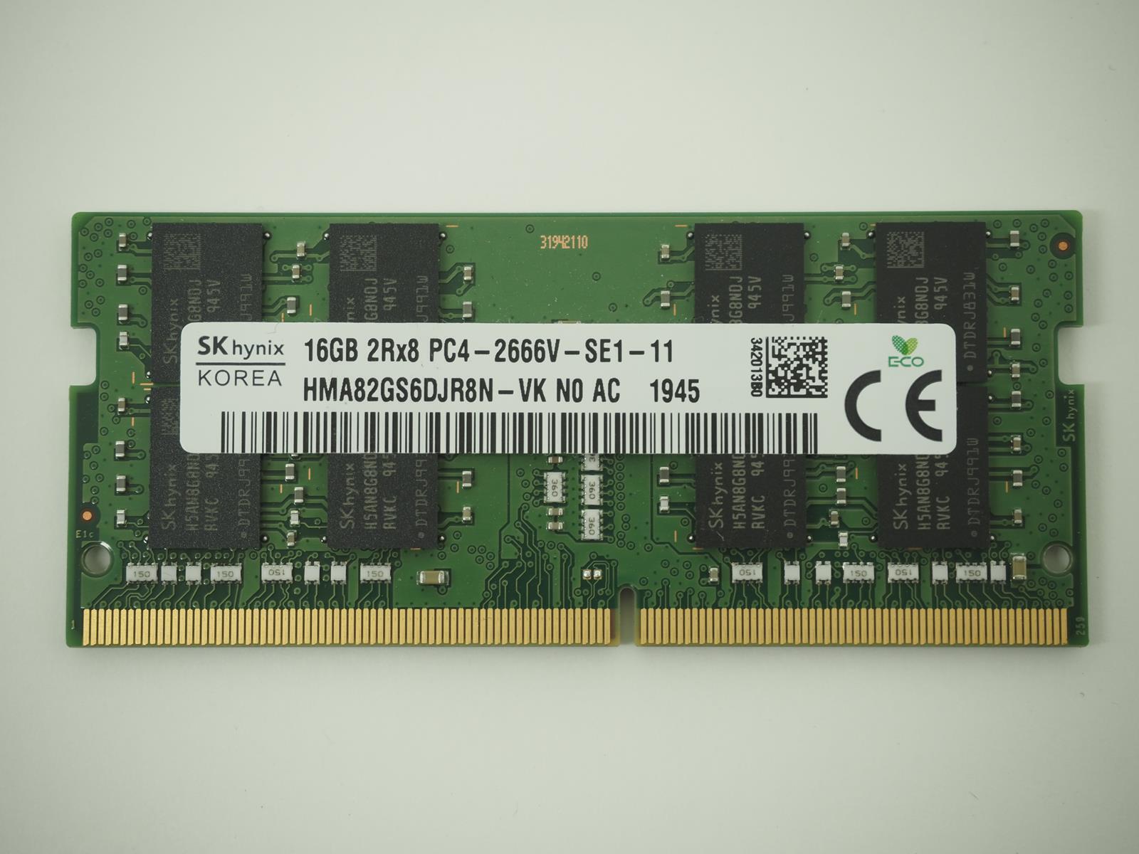 SK HYNIX 16GB PC4-2666V Laptop Ram / Memory - HMA82GS6DJR8N