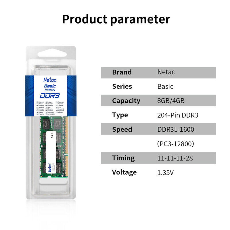 11pcs DDR3 ram 8GB 1600MHz Memory RAM LAPTOP 1.35V PC3-12800 204-Pin SO-DIMM