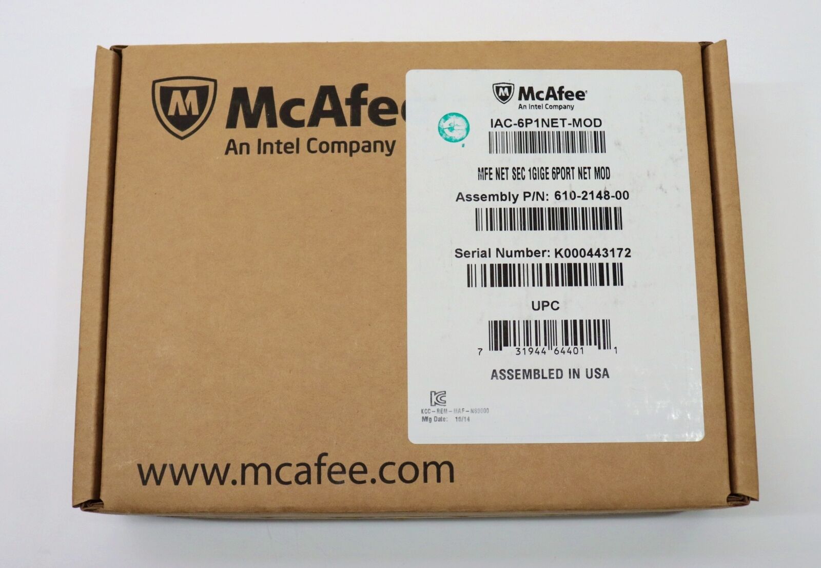 New Open Box Intel McAfee IAC-6P1NET-MOD MFE NET SEC 1GIGE 6PORT MOD 610-2148-00