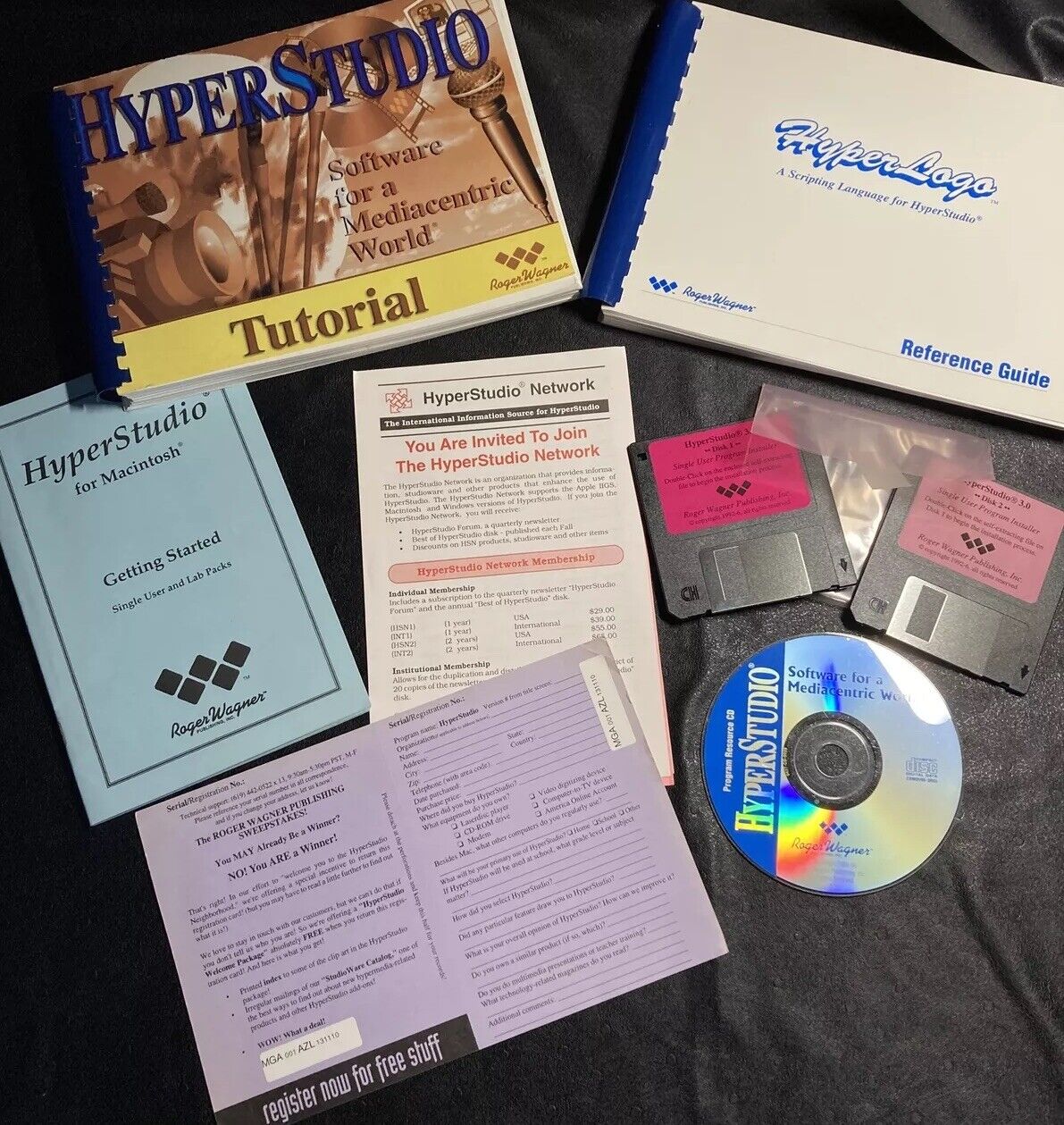 Vintage Lot of Hyperstudio by Roger Wagner -- Bundle of Software and Books