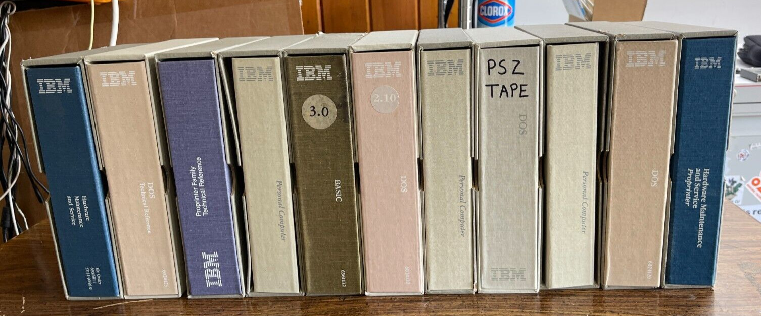 LOT OF VINTAGE IBM PC MEDIA AND DOCUMENTATION: PC Dos 2.1, BASIC 3, Dev Tools