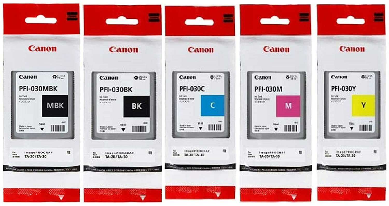 Genuine PFI-030 55ml Full Ink Set for Canon TA-20 & TA-30 Printers(Set of 6inks)